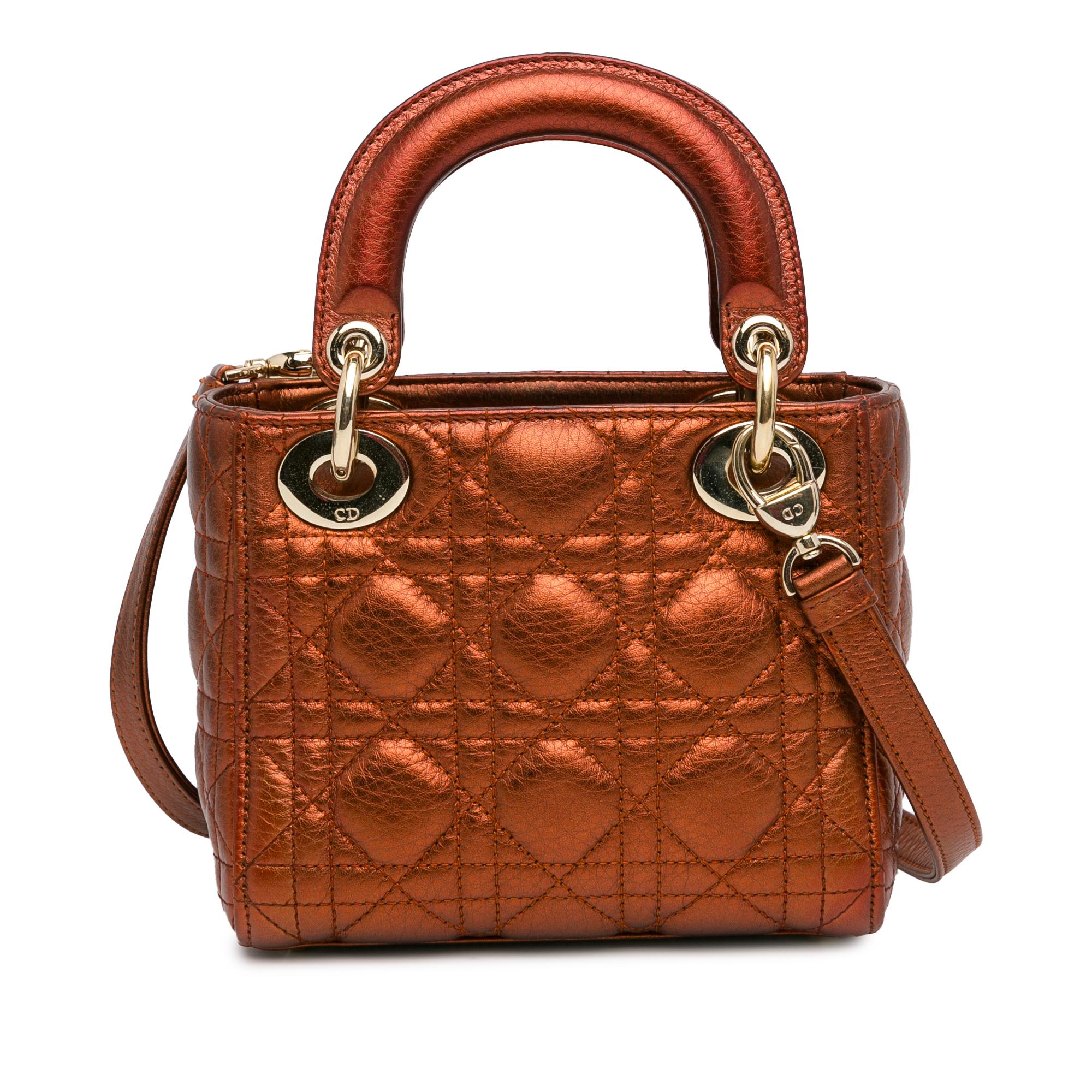 Dior Mini Metallic Calfskin Cannage Lady Dior
