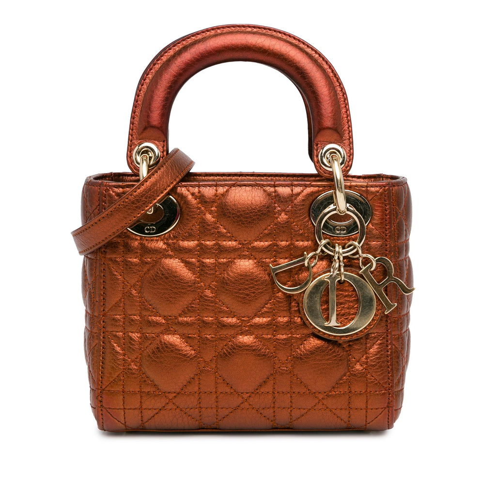 Dior Mini Metallic Calfskin Cannage Lady Dior