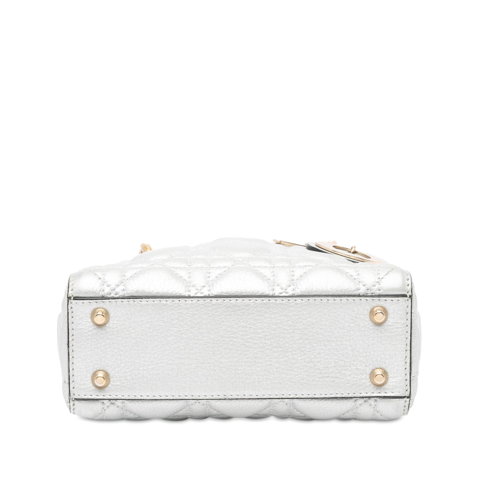 Dior Mini Metallic Calfskin Cannage Supple Lady Dior (SHG-TXv18m)