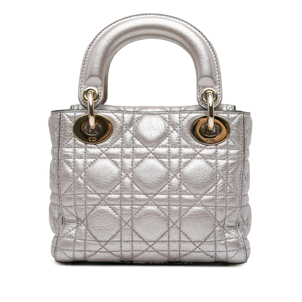 Dior Mini Metallic Calfskin Cannage Supple Lady Dior (SHG-faqDpY)