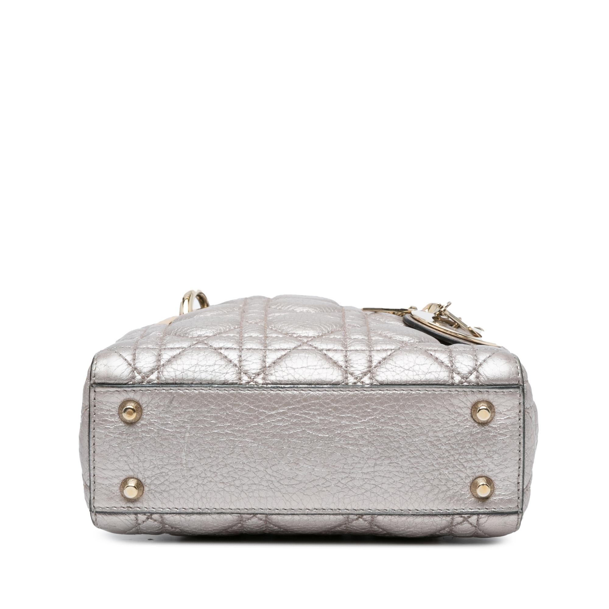Dior Mini Metallic Calfskin Cannage Supple Lady Dior (SHG-faqDpY)