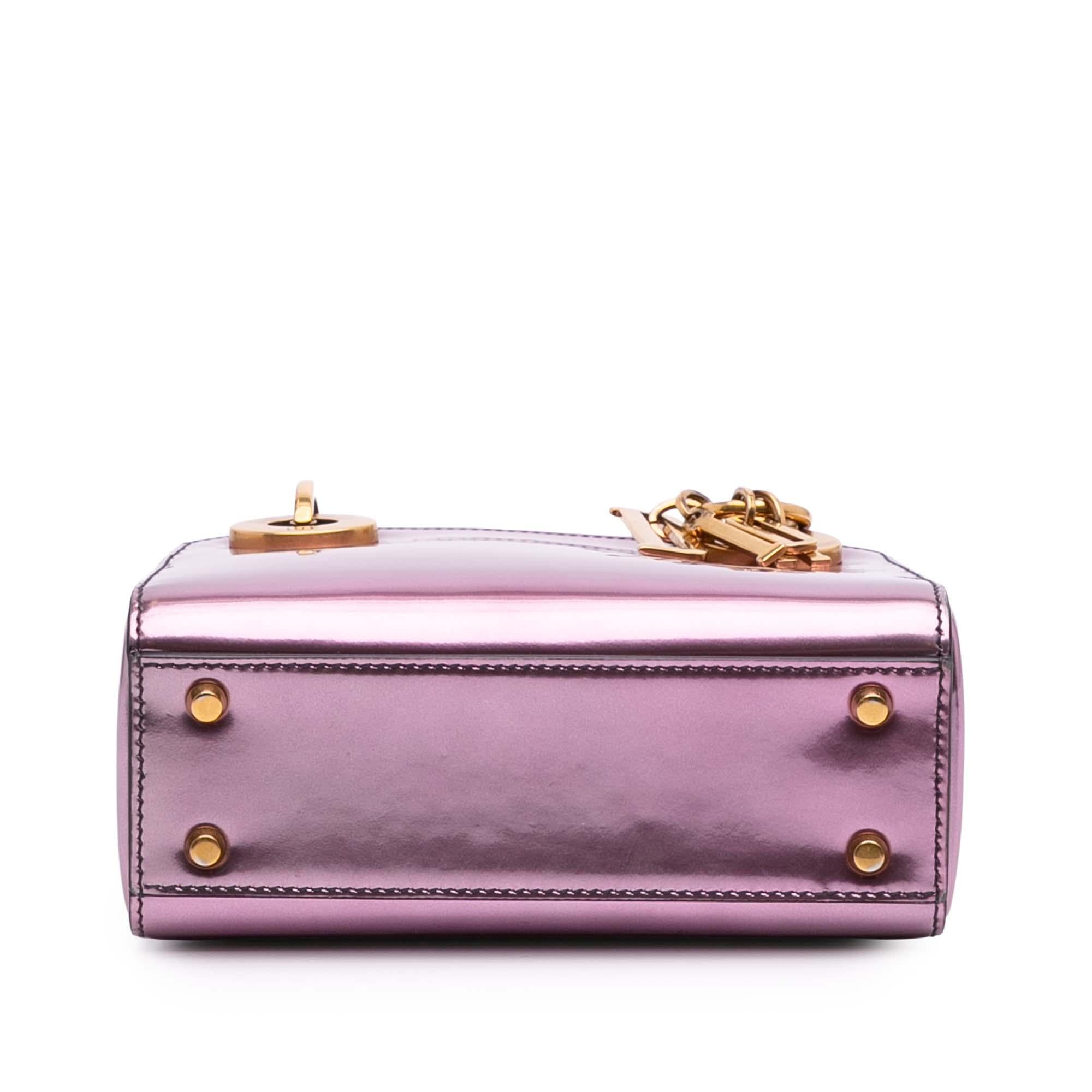 Dior Mini Metallic Glazed Calfskin Lady Dior