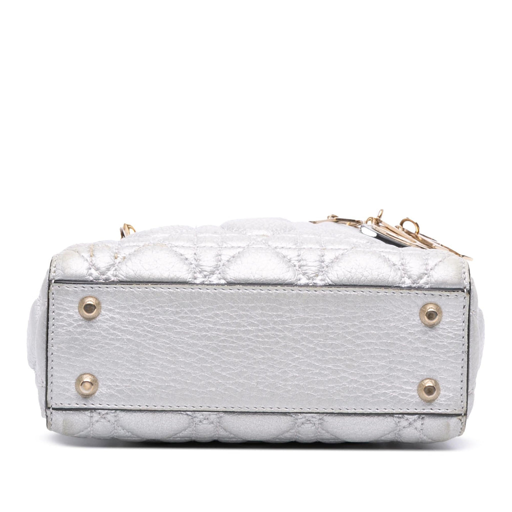 Dior Mini Metallic Grained Calfskin Cannage Lady Dior