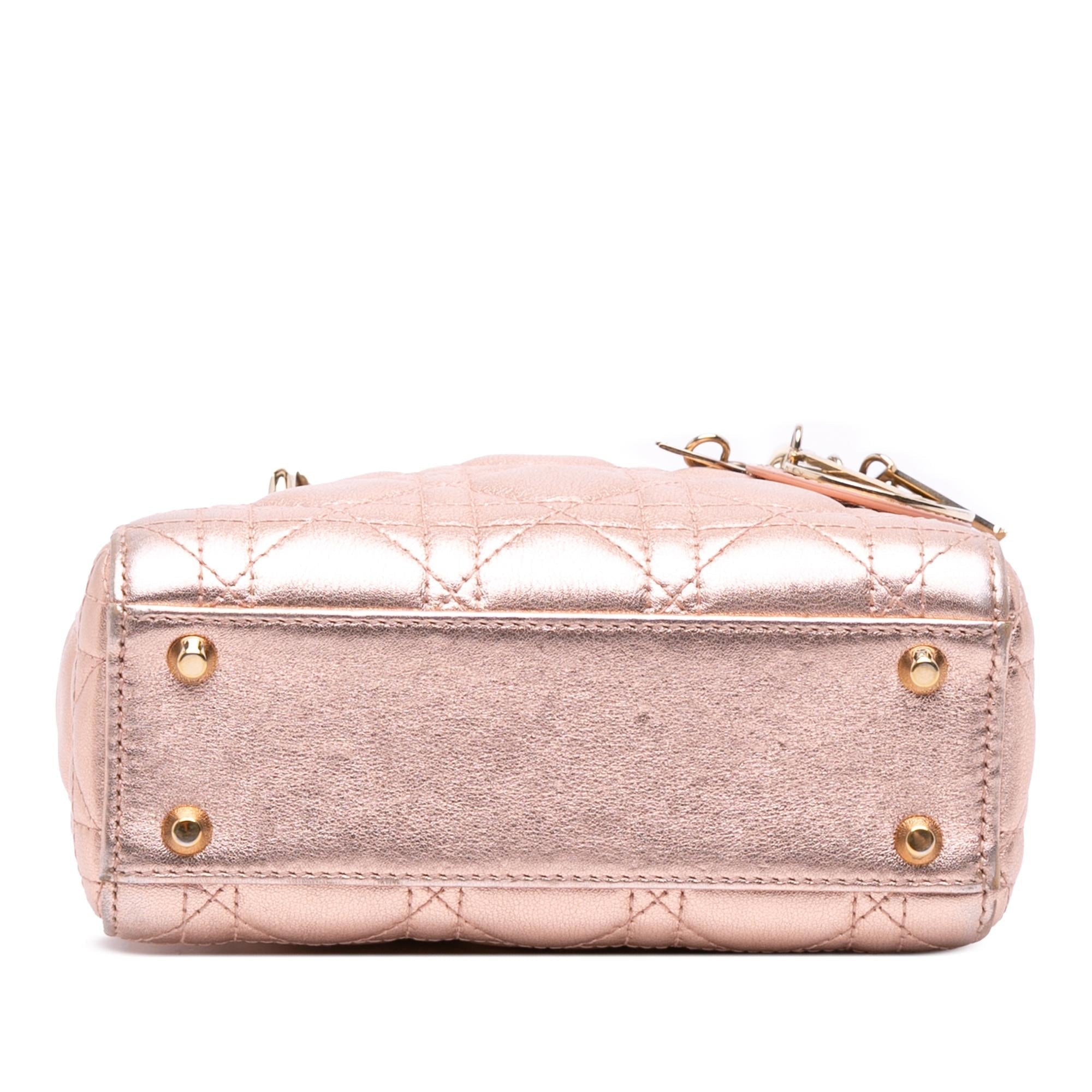 Dior Mini Metallic Lambskin Cannage Lady Dior