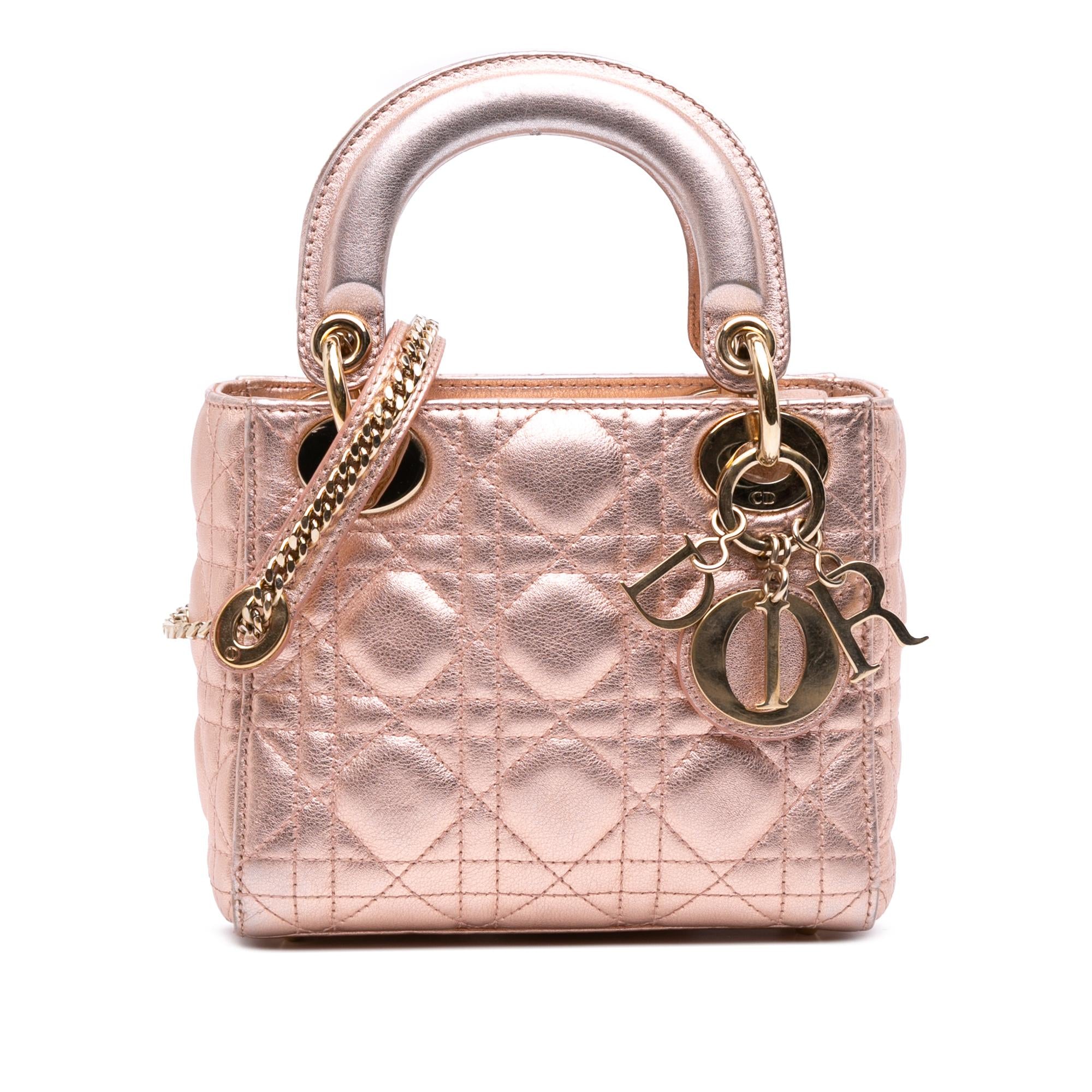 Dior Mini Metallic Lambskin Cannage Lady Dior