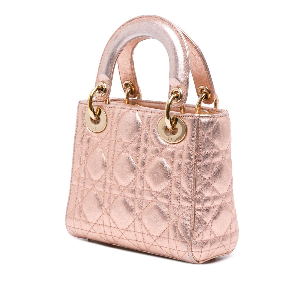 Dior Mini Metallic Lambskin Cannage Lady Dior