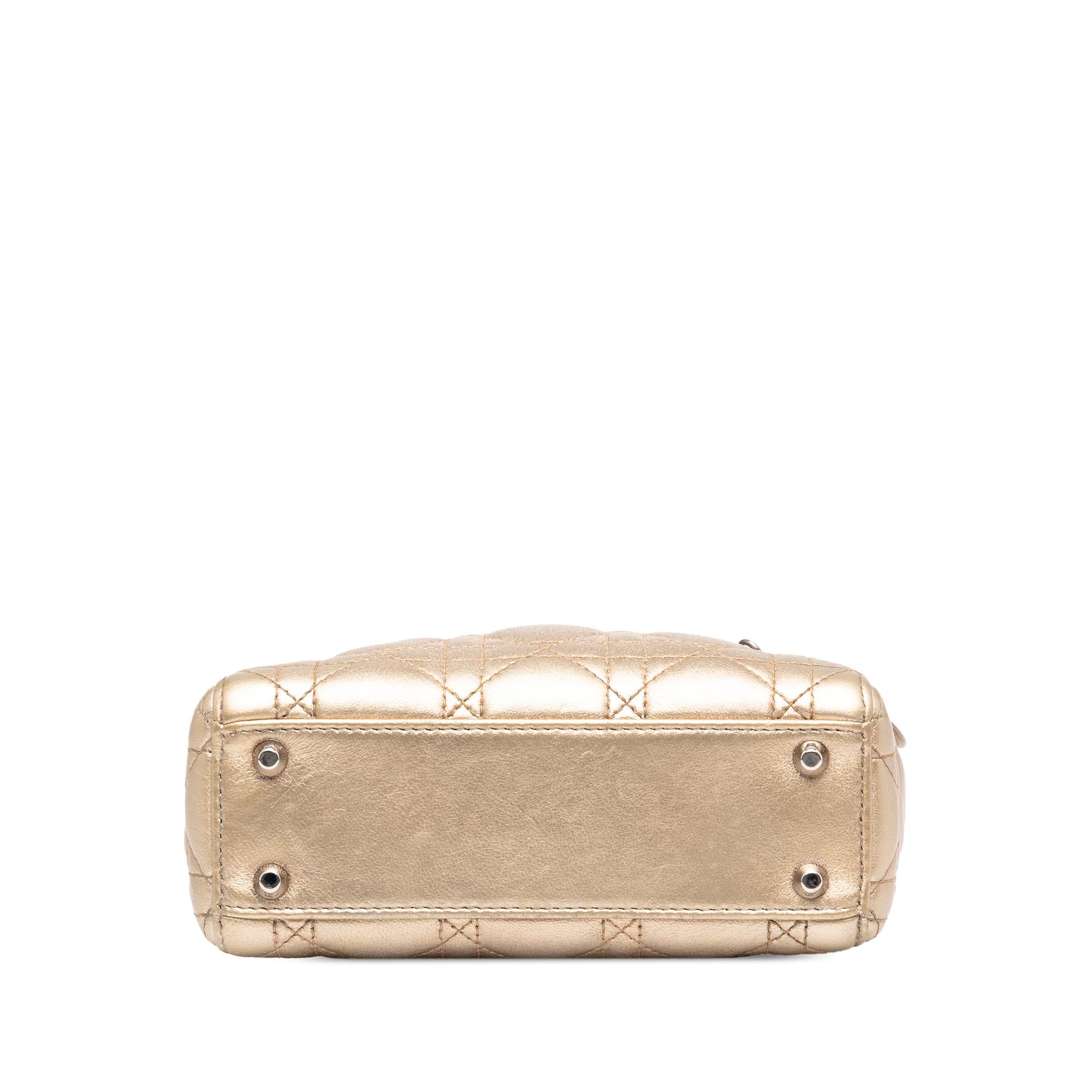 Dior Mini Metallic Lambskin Cannage Lady Dior