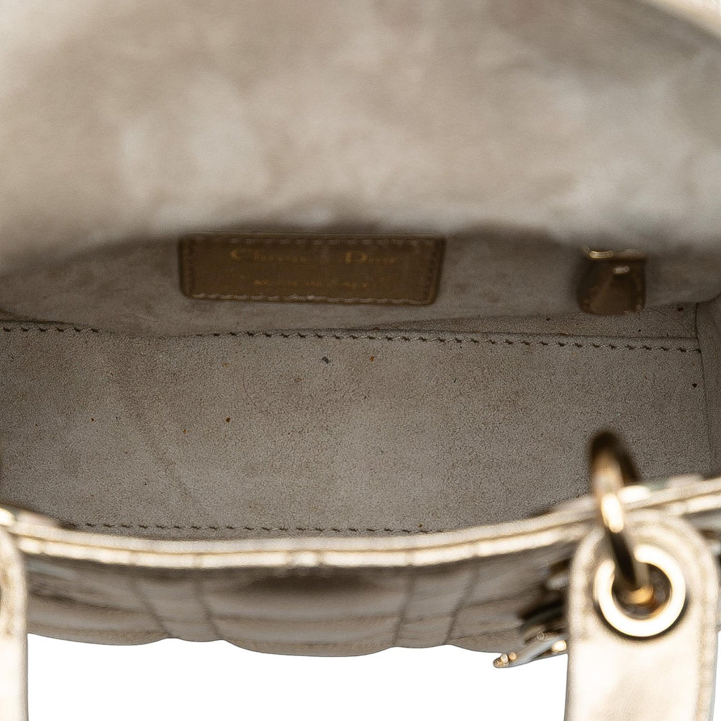 Dior Mini Metallic Lambskin Cannage Lady Dior