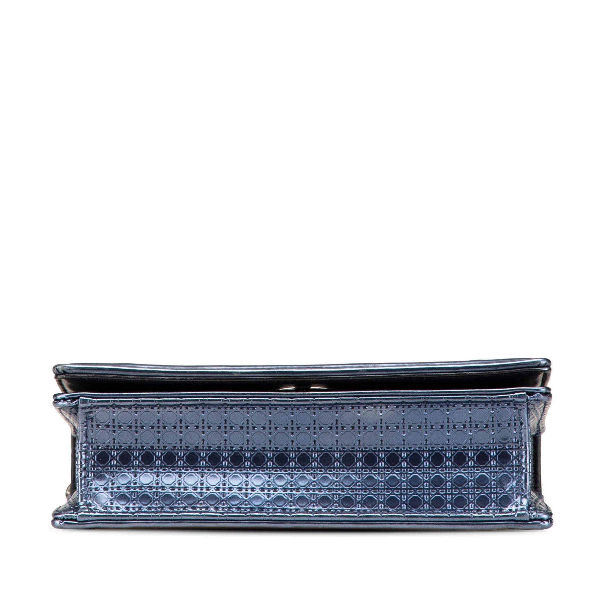 Dior Mini Metallic Patent Microcannage Diorama Flap