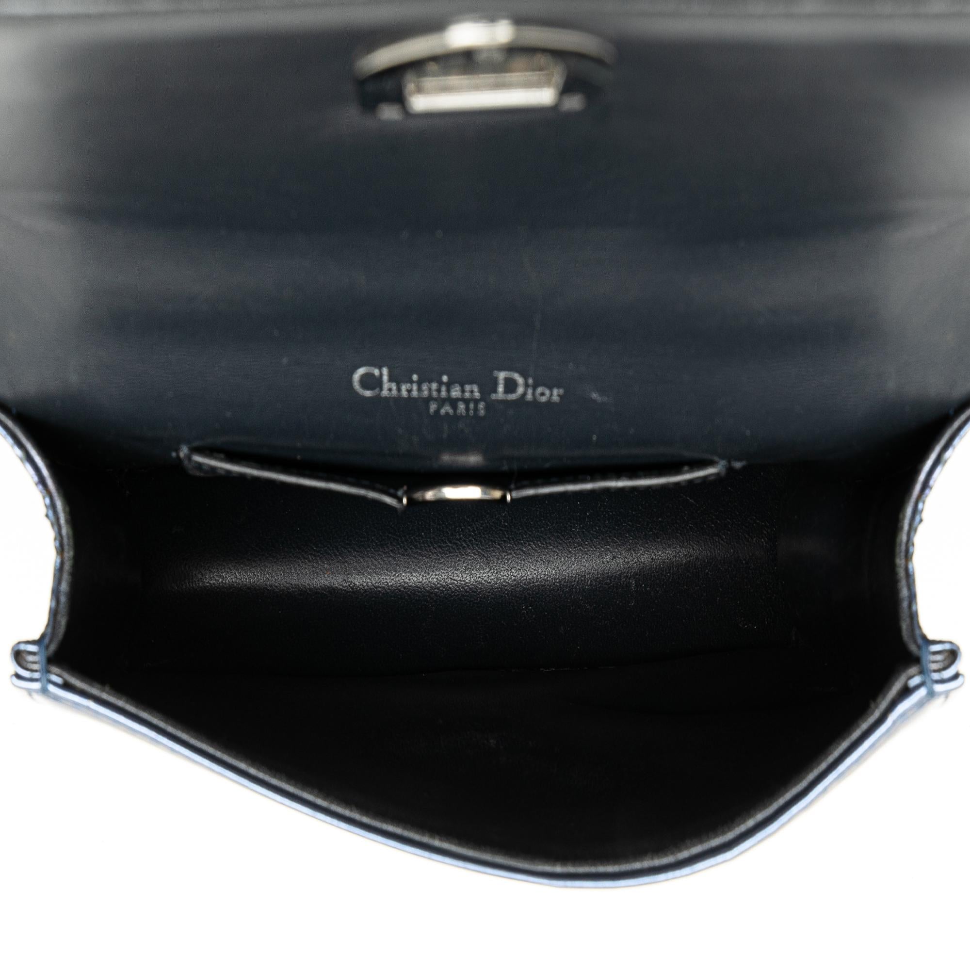 Dior Mini Metallic Patent Microcannage Diorama Flap