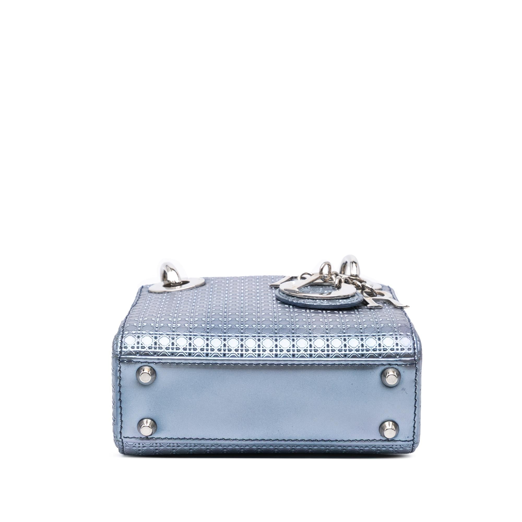 Dior Mini Metallic Patent Microcannage Lady Dior
