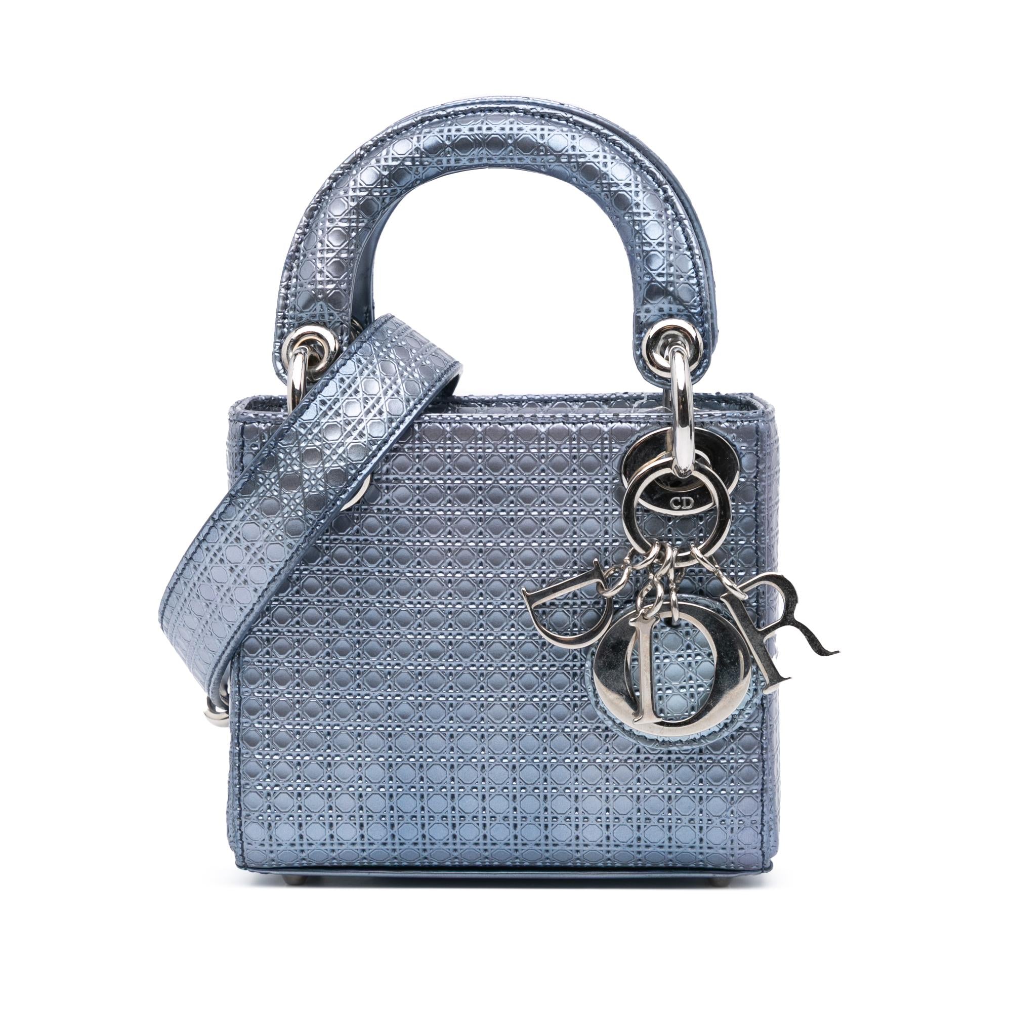 Dior Mini Metallic Patent Microcannage Lady Dior