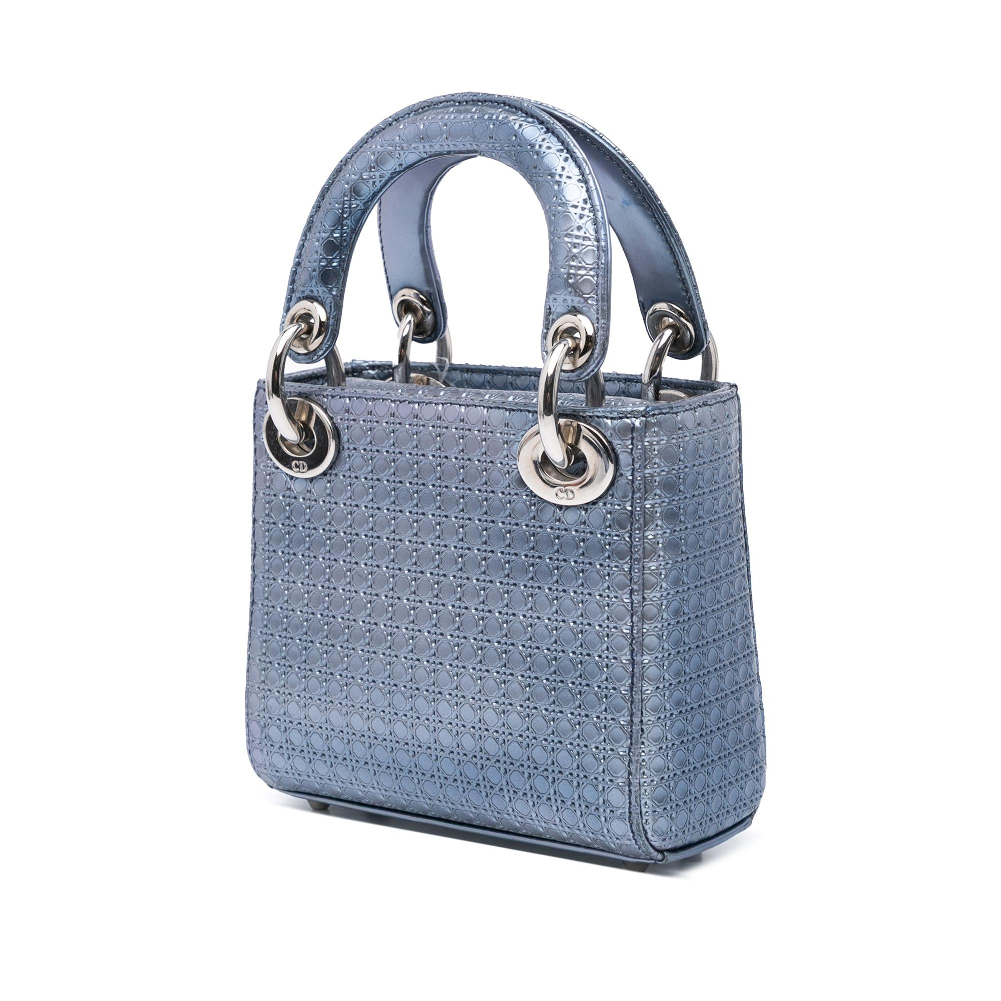 Dior Mini Metallic Patent Microcannage Lady Dior