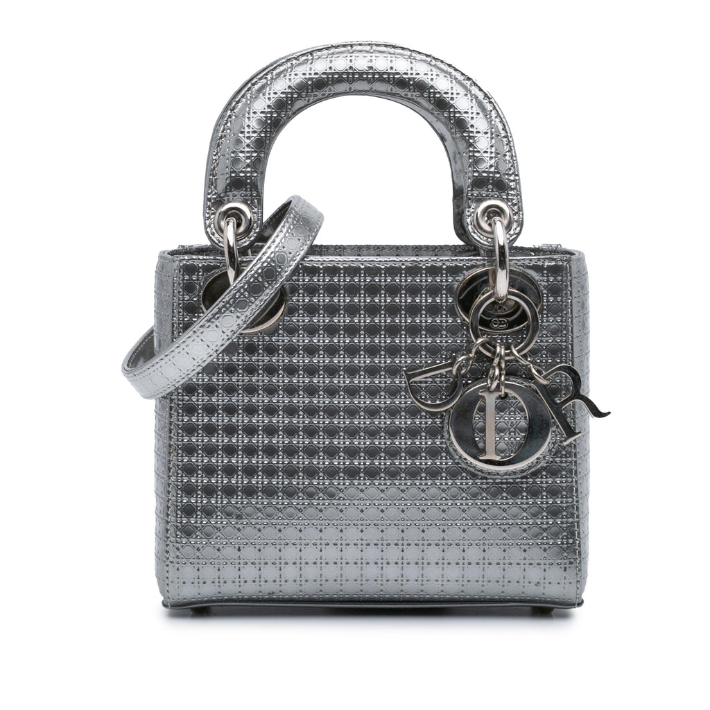 Dior Mini Metallic Patent Microcannage Lady Dior