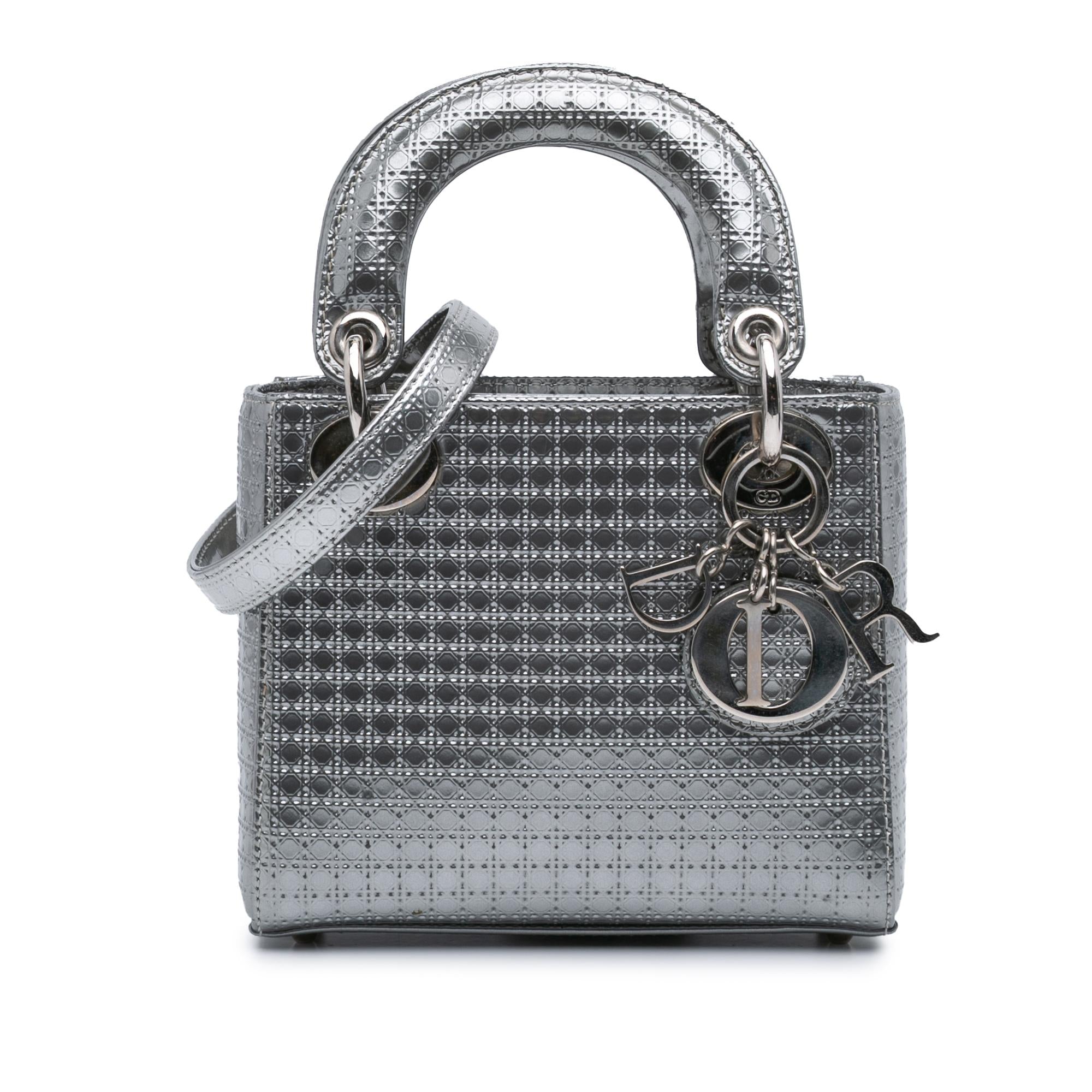 Dior Mini Metallic Patent Microcannage Lady Dior