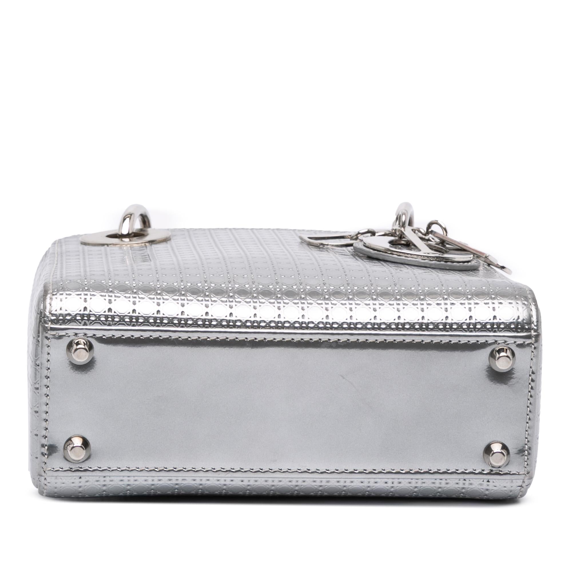 Dior Mini Metallic Patent Microcannage Lady Dior