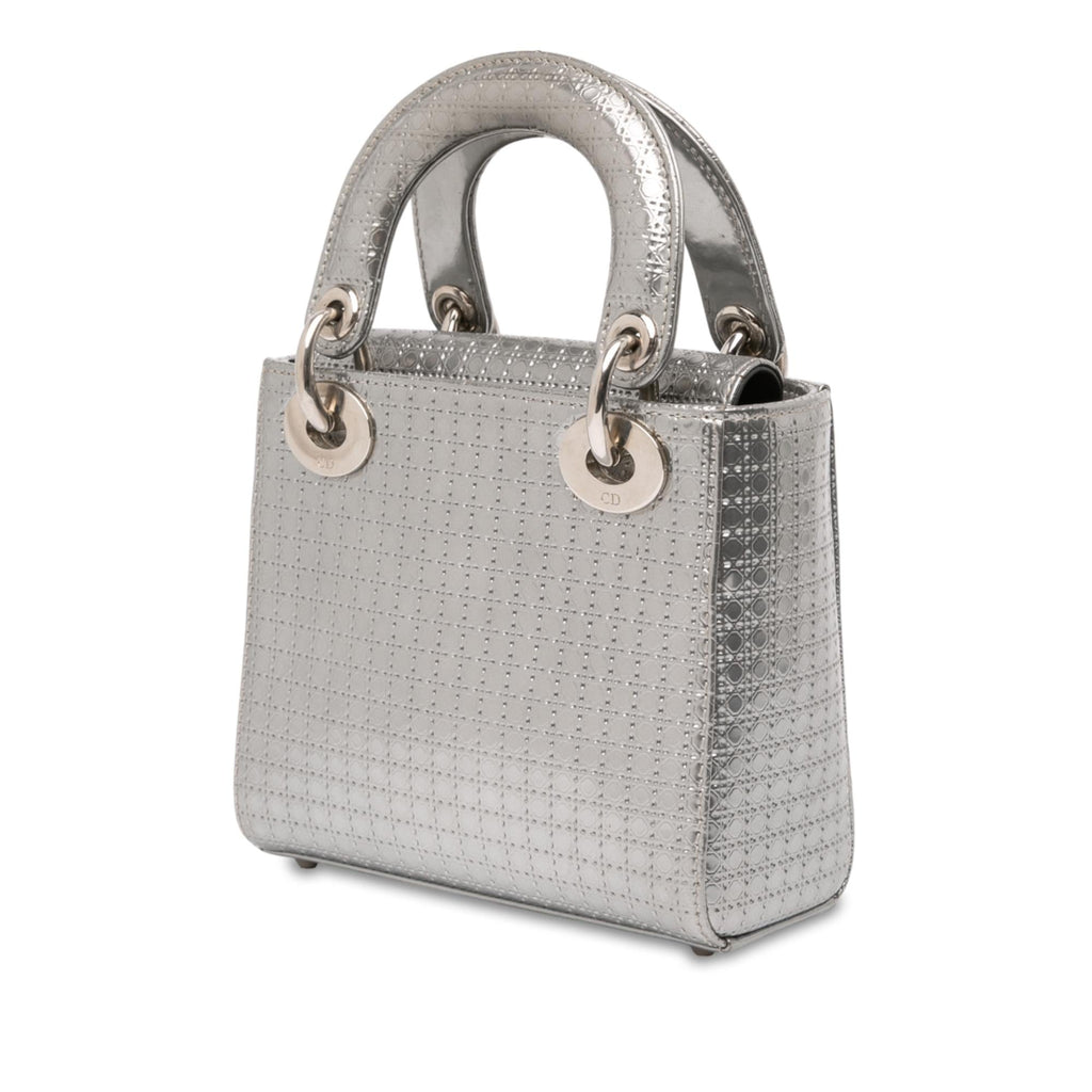 Dior Mini Metallic Patent Microcannage Lady Dior