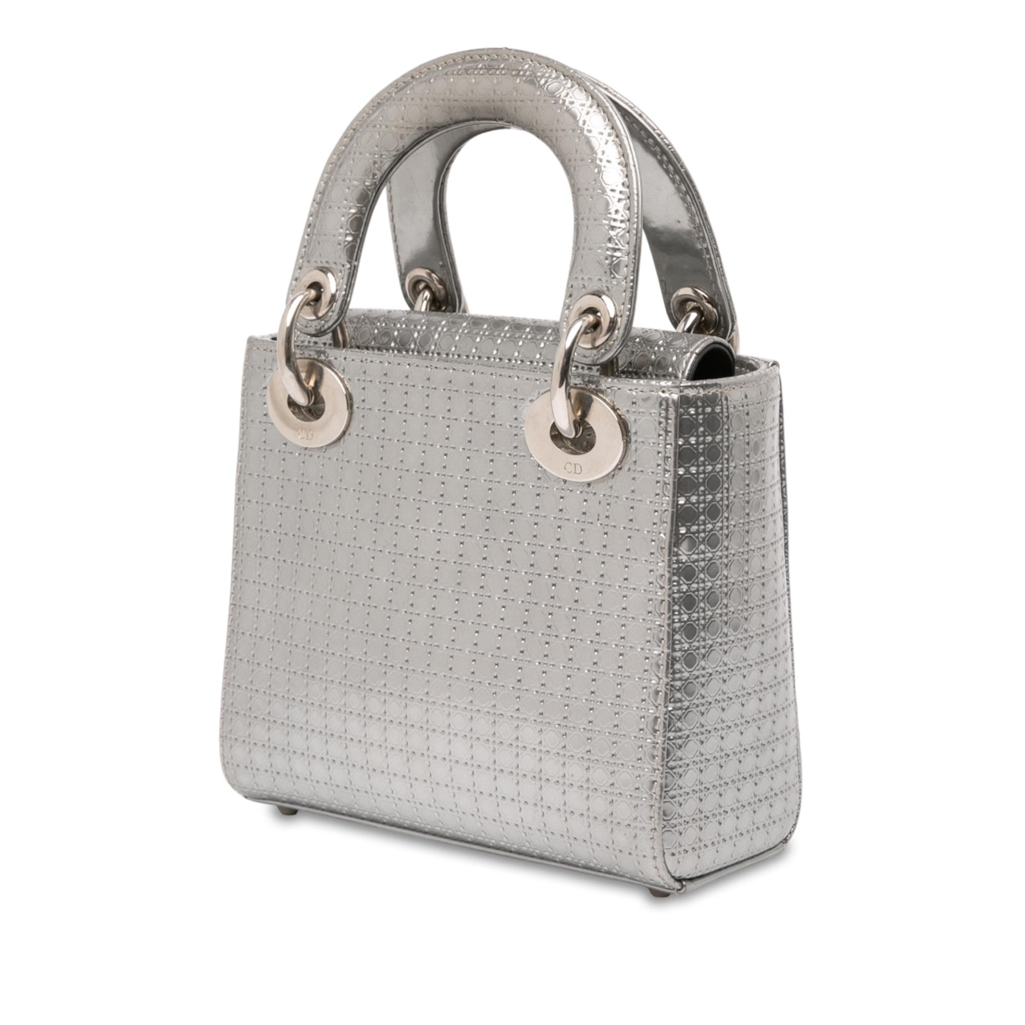 Dior Mini Metallic Patent Microcannage Lady Dior