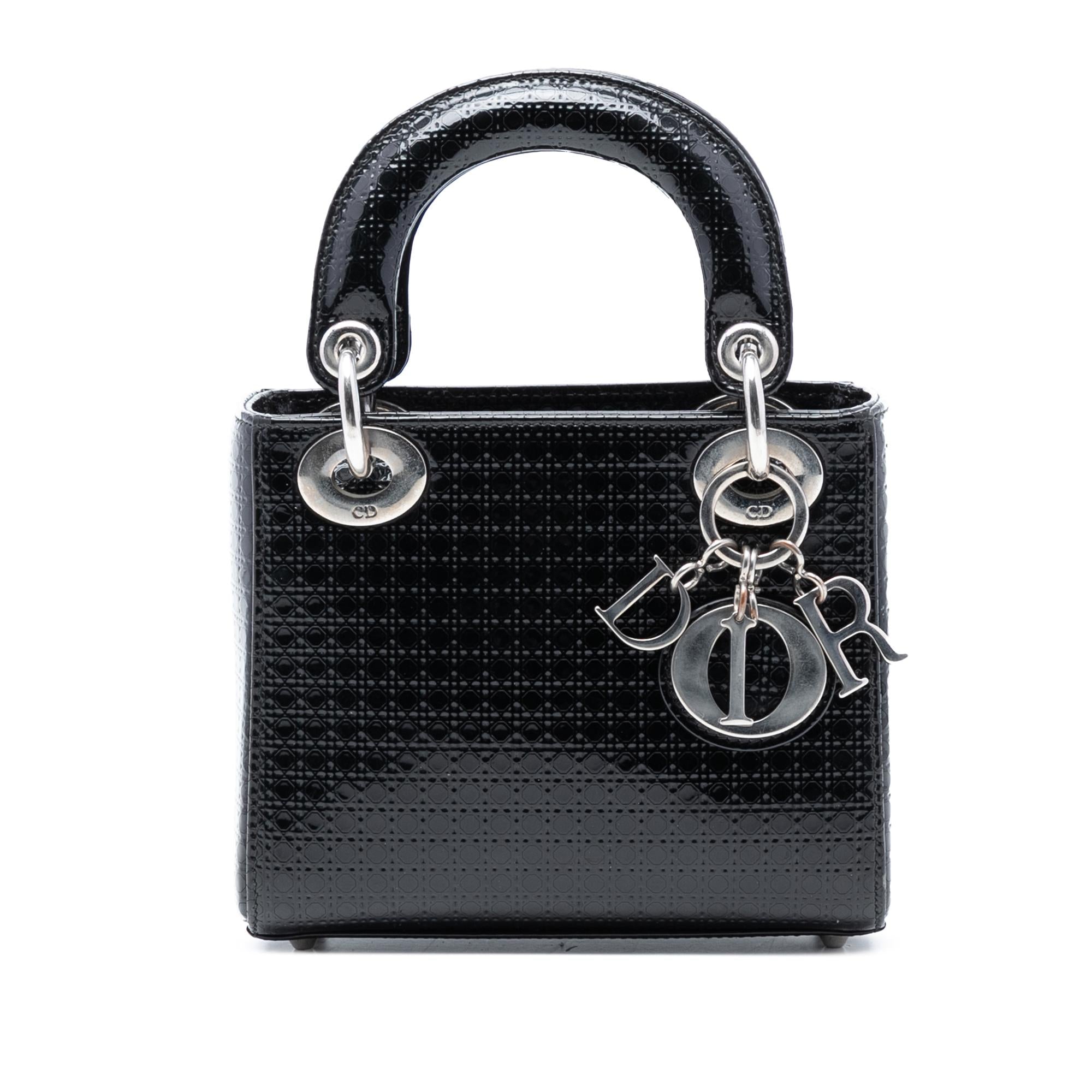 Dior Mini Metallic Patent Microcannage Lady Dior