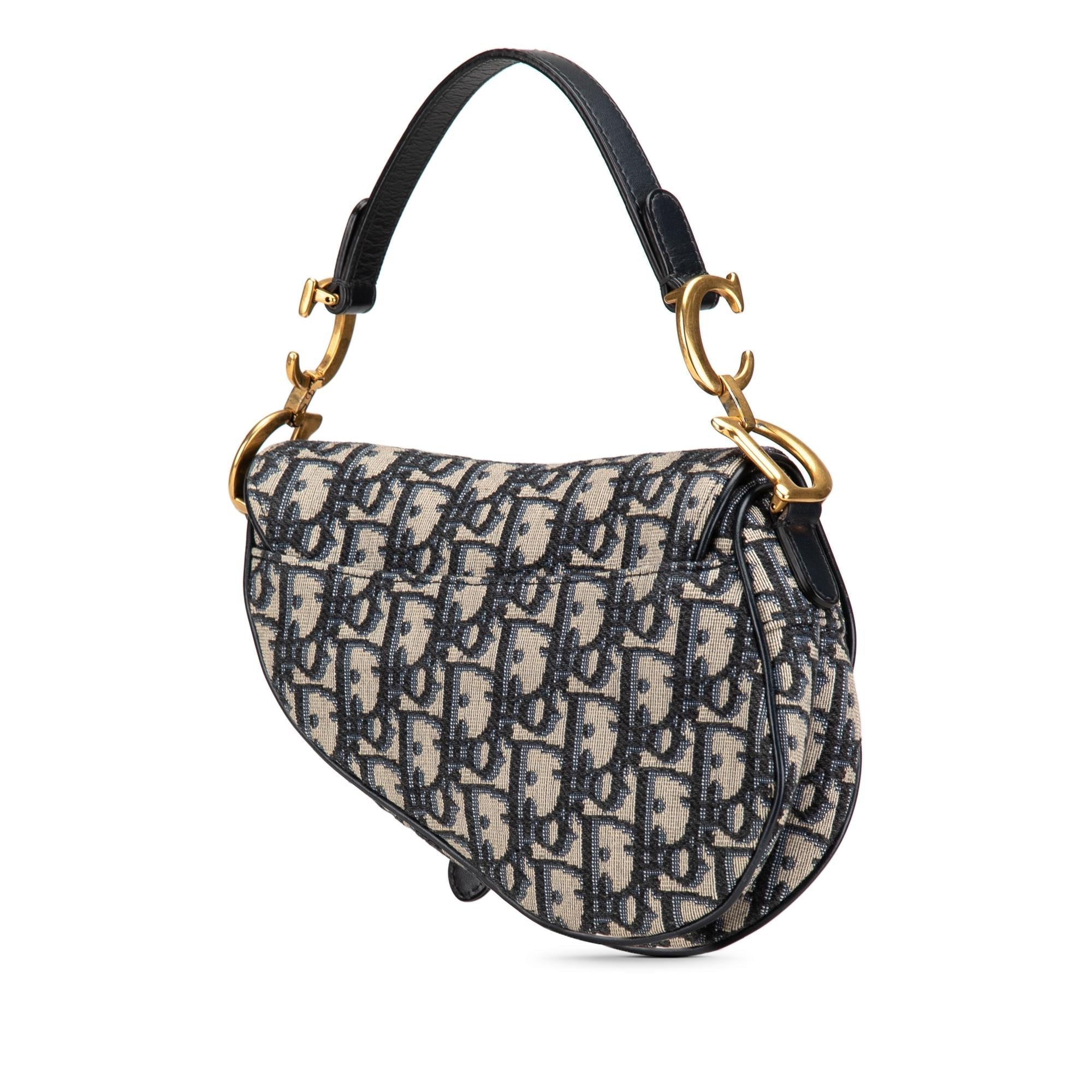 Dior Mini Oblique Canvas Saddle Bag