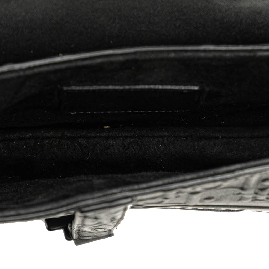 Dior Mini Oblique Embossed Calfskin Saddle Bag