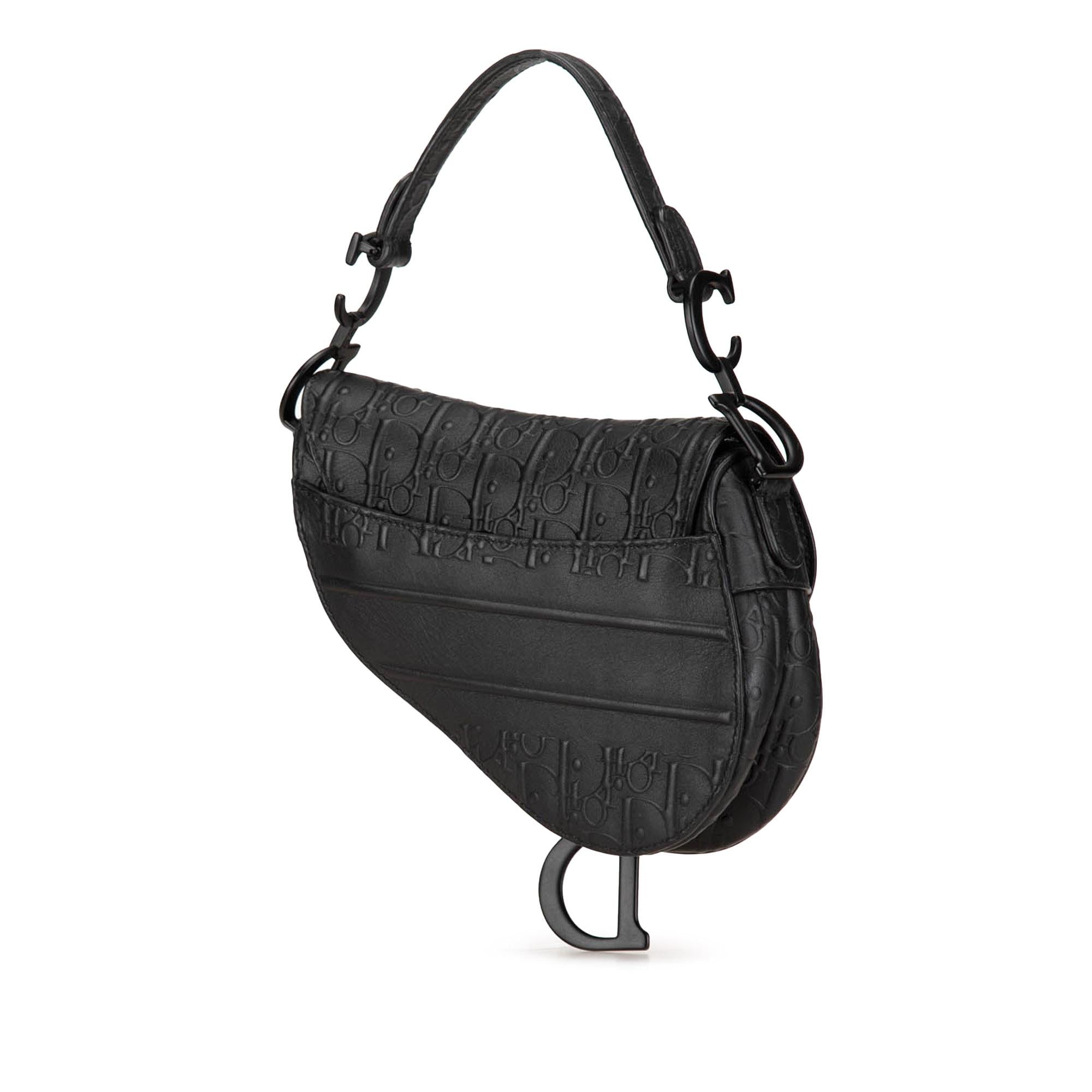 Dior Mini Oblique Embossed Calfskin Saddle Bag