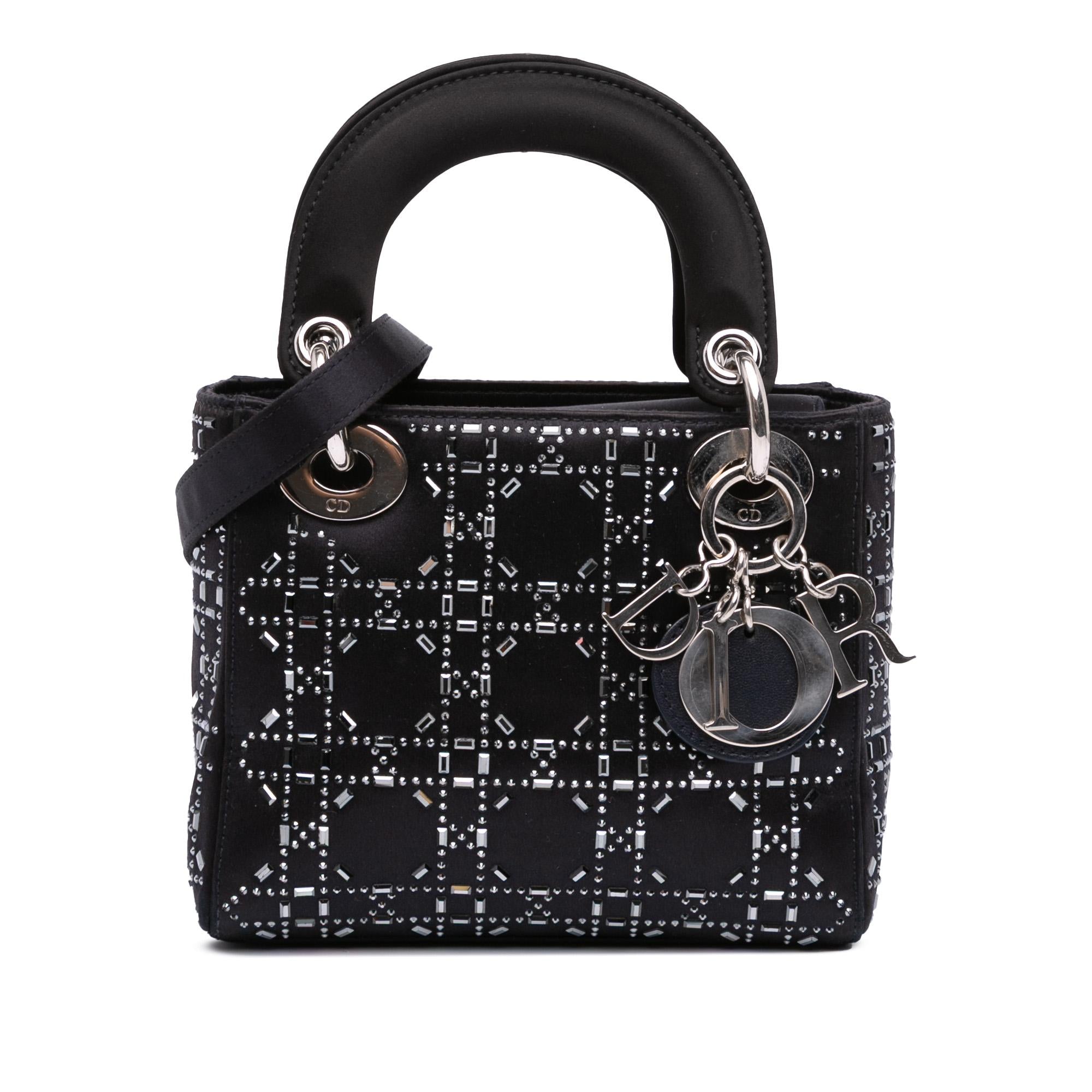 Dior Mini Satin Cannage Strass Crystal Embellished Lady Dior