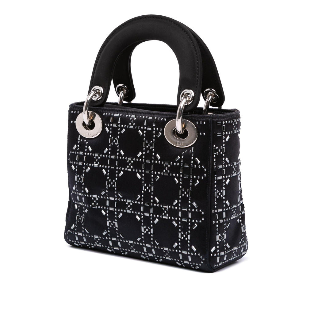 Dior Mini Satin Cannage Strass Crystal Embellished Lady Dior