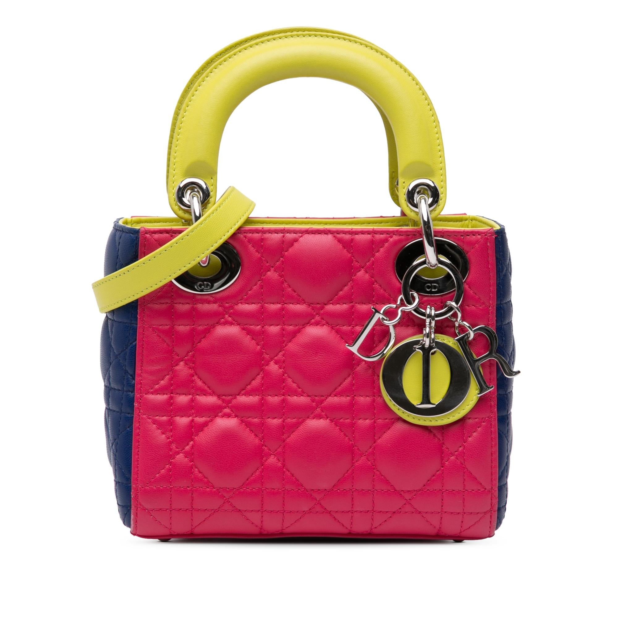 Dior Mini Tricolor Lambskin Cannage Lady Dior