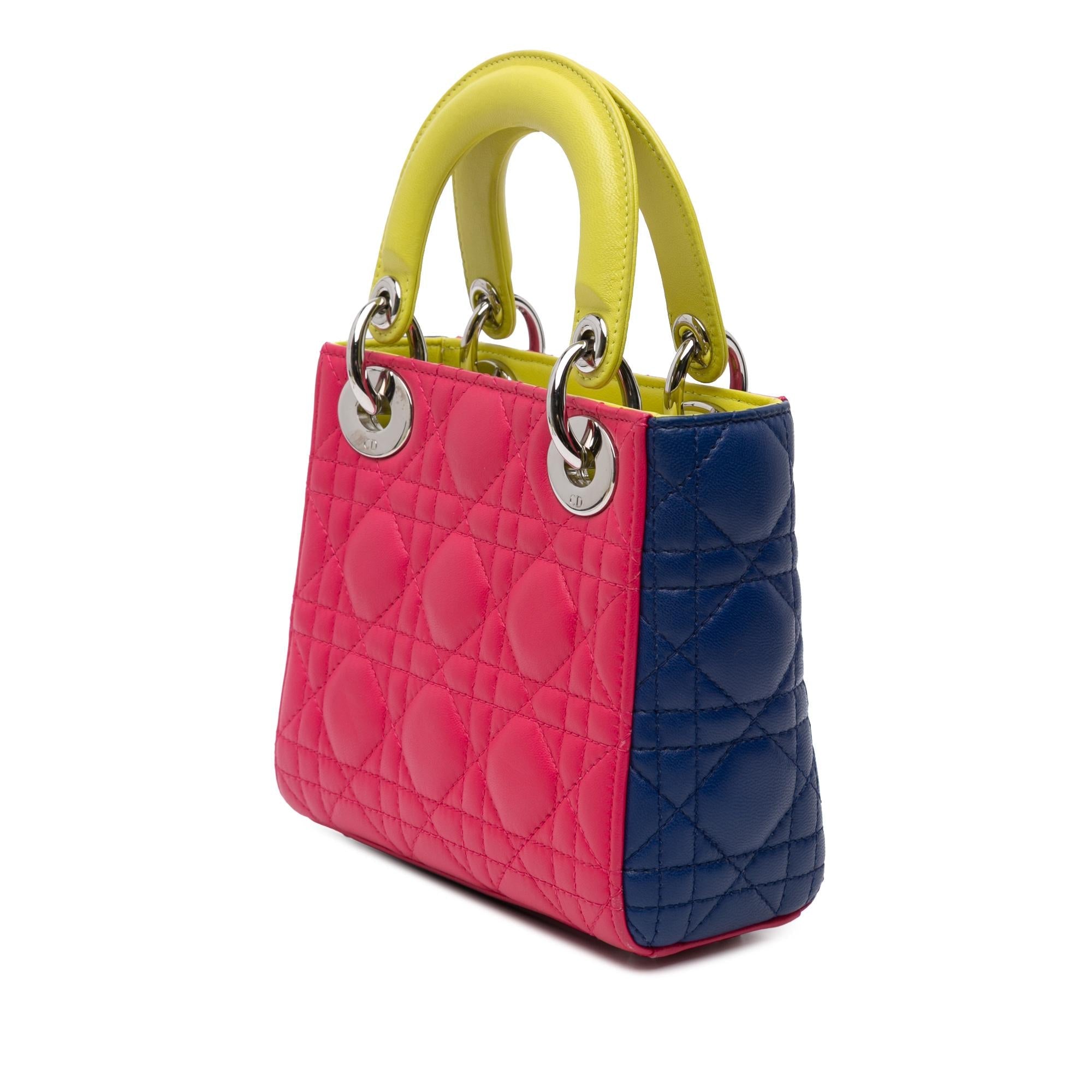 Dior Mini Tricolor Lambskin Cannage Lady Dior