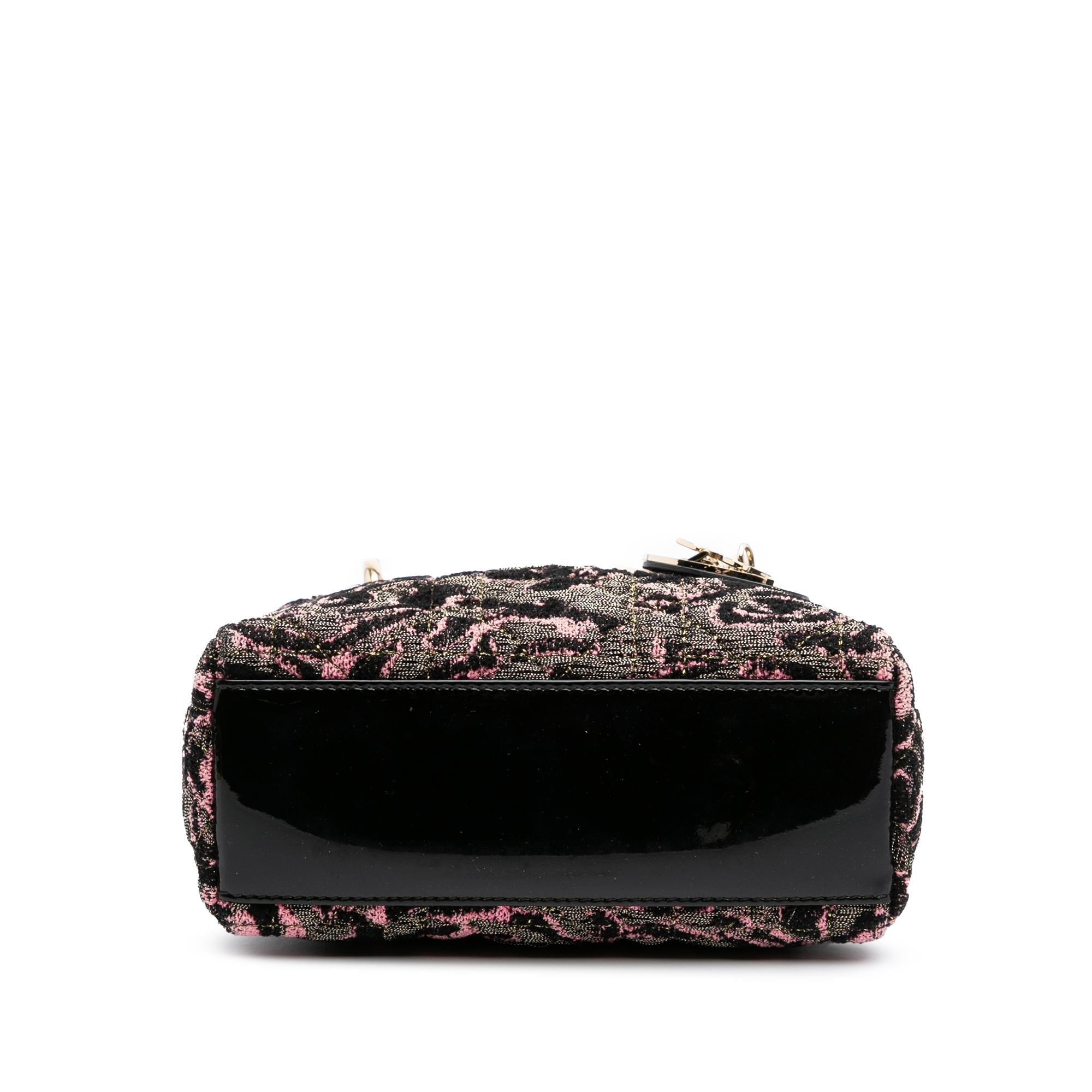 Dior Mini Tweed Rose Embroidered Lady Dior