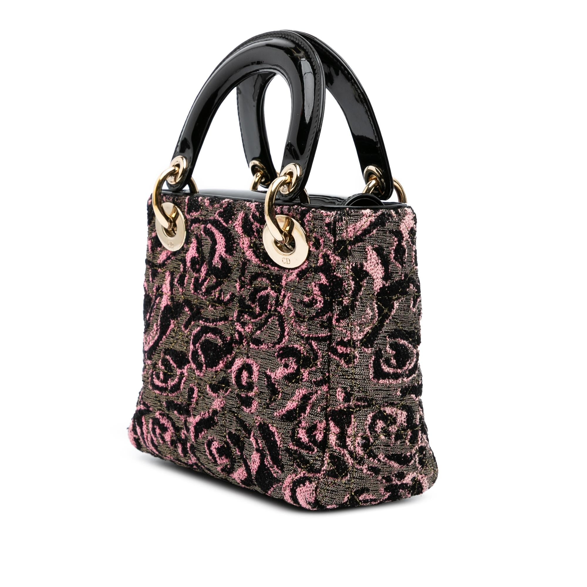 Dior Mini Tweed Rose Embroidered Lady Dior