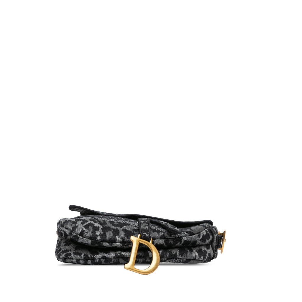 Dior Mizza Embroidered Canvas Leopard Saddle Bag
