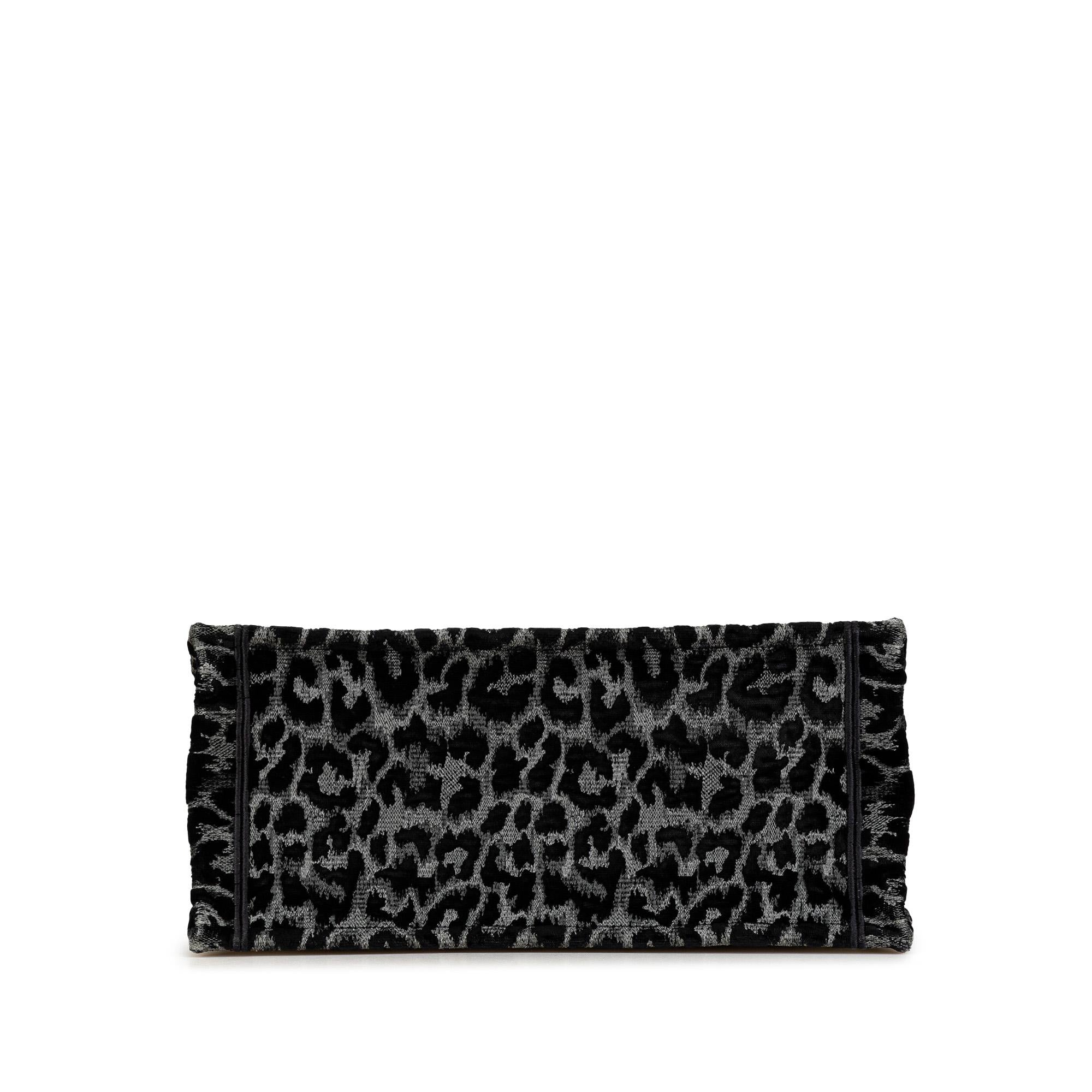 Dior Mizza Medium Embroidered Canvas Leopard Book Tote