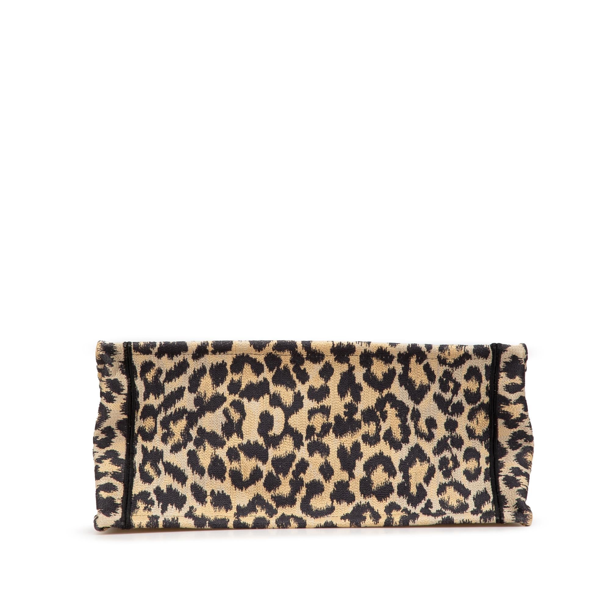 Dior Mizza Medium Embroidered Canvas Leopard Book Tote