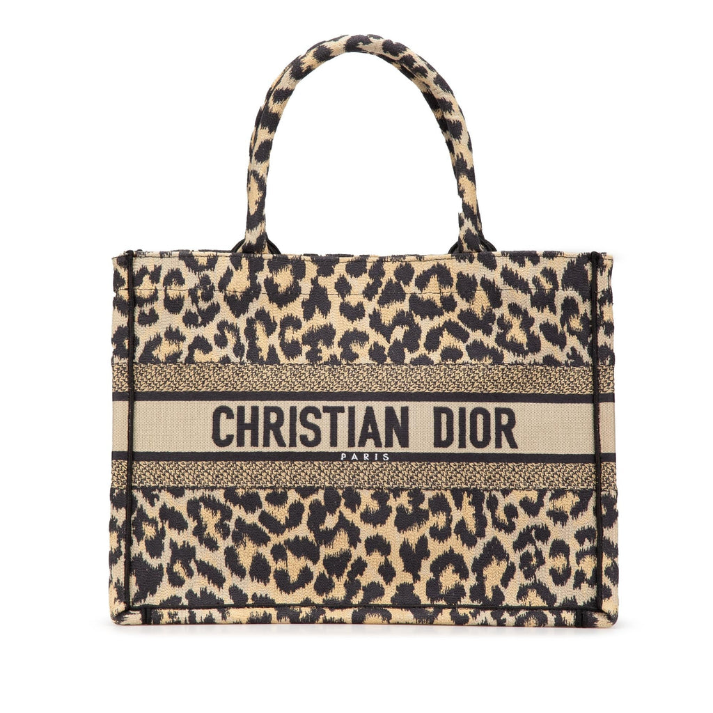 Dior Mizza Medium Embroidered Canvas Leopard Book Tote