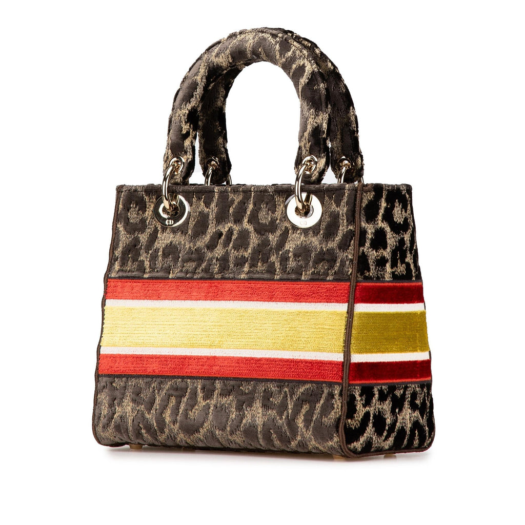 Dior Mizza Medium Embroidered Velvet Leopard Lady D Lite