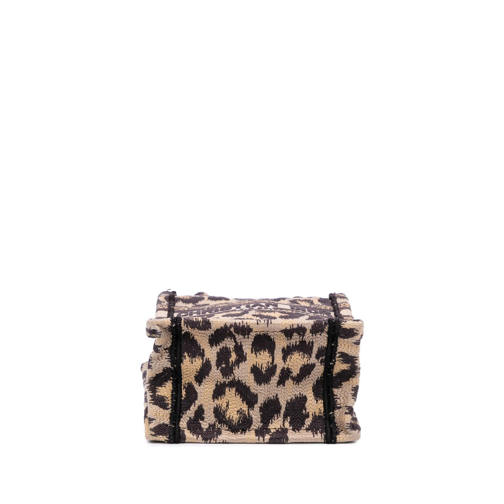 Dior Mizza Mini Embroidered Canvas Leopard Vertical Book Tote