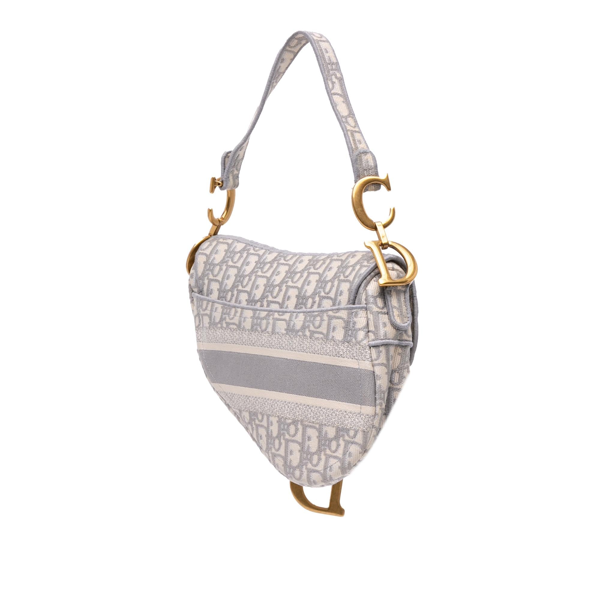 Dior Oblique Canvas Embroidered Saddle Bag