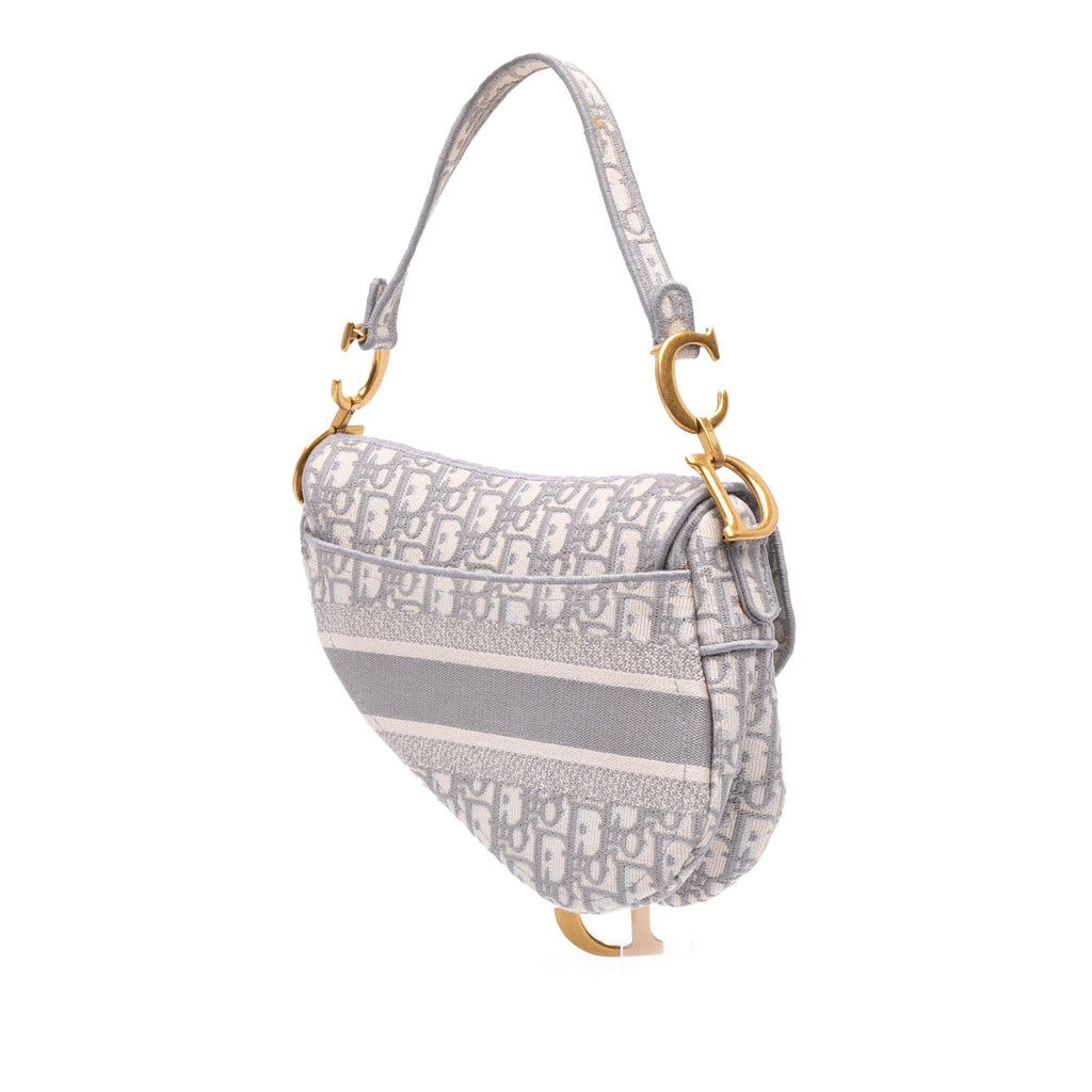 Dior Oblique Canvas Embroidered Saddle Bag