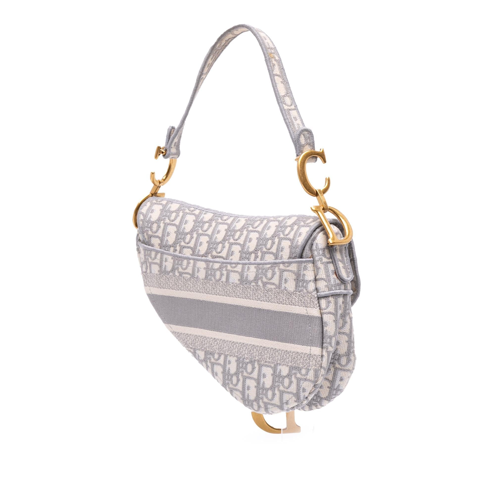 Dior Oblique Canvas Embroidered Saddle Bag