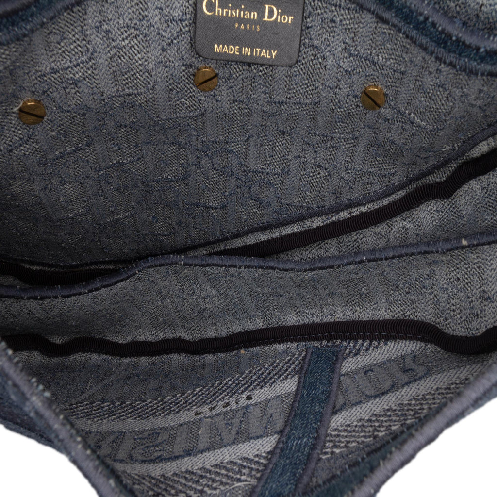 Dior Oblique Denim Embroidered Saddle Bag
