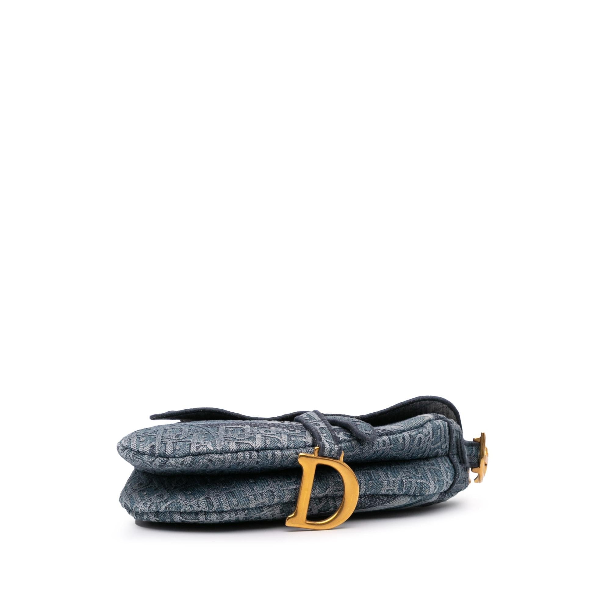 Dior Oblique Denim Embroidered Saddle Bag
