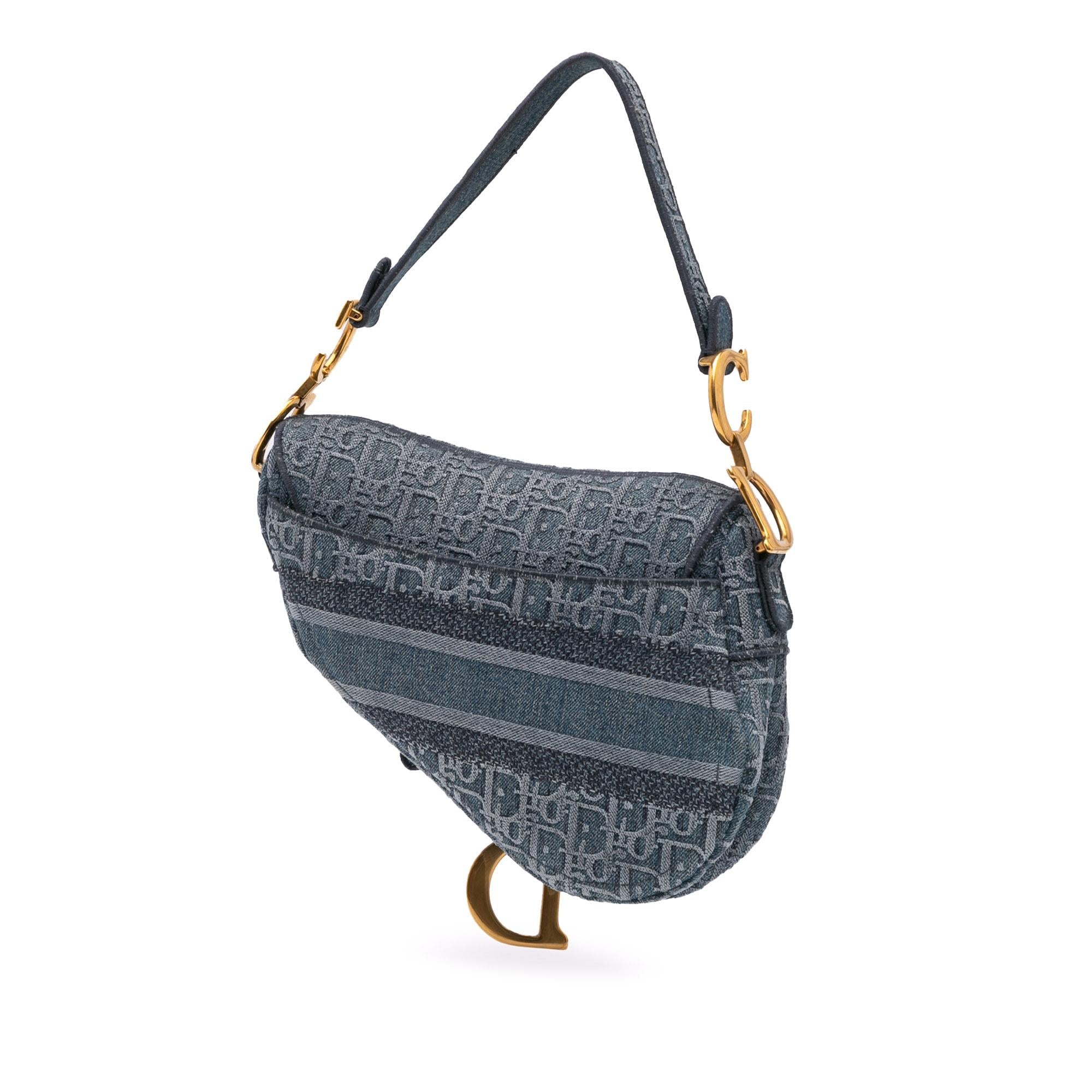 Dior Oblique Denim Embroidered Saddle Bag