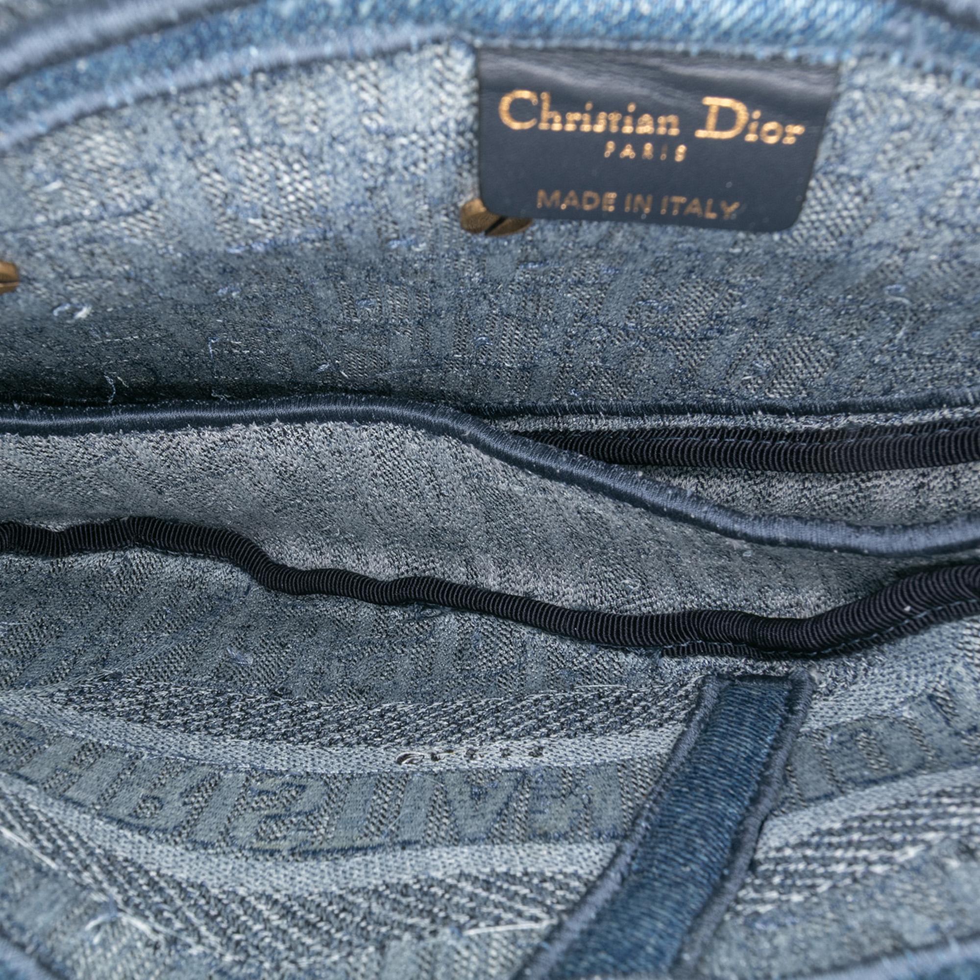 Dior Oblique Denim Embroidered Saddle Bag