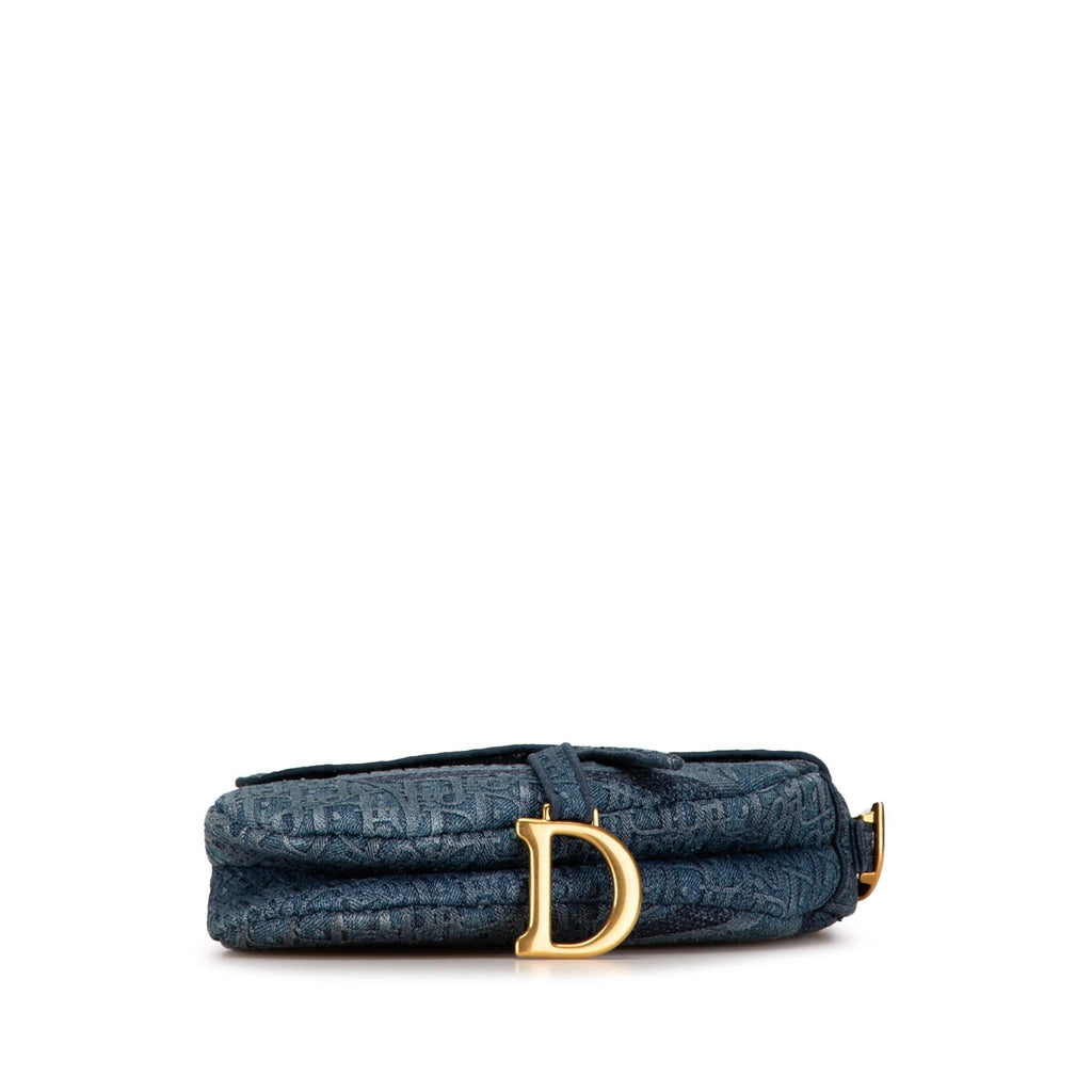 Dior Oblique Denim Saddle Bag (SHG-byX9EU)