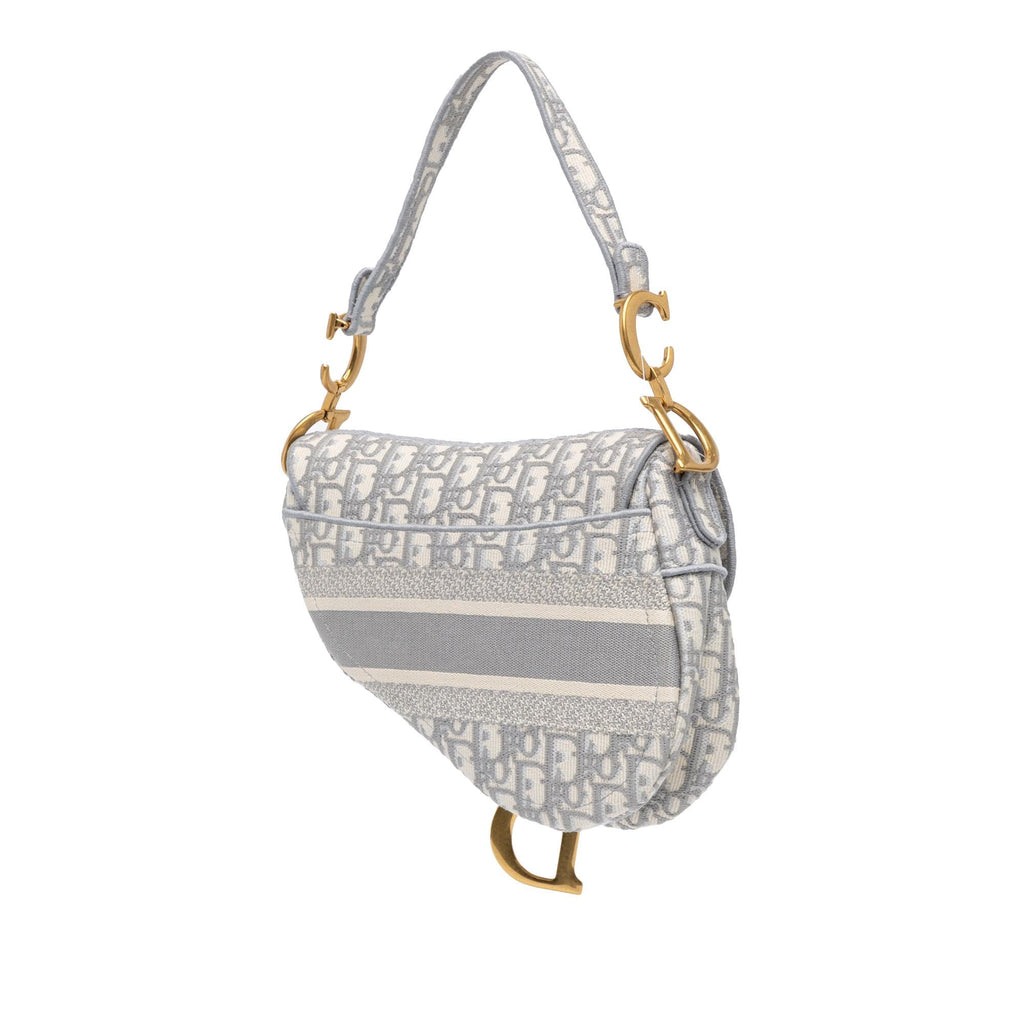 Dior Oblique Embroidered Canvas Saddle Bag