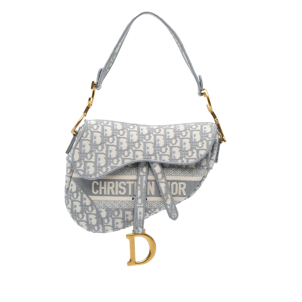 Dior Oblique Embroidered Canvas Saddle Bag