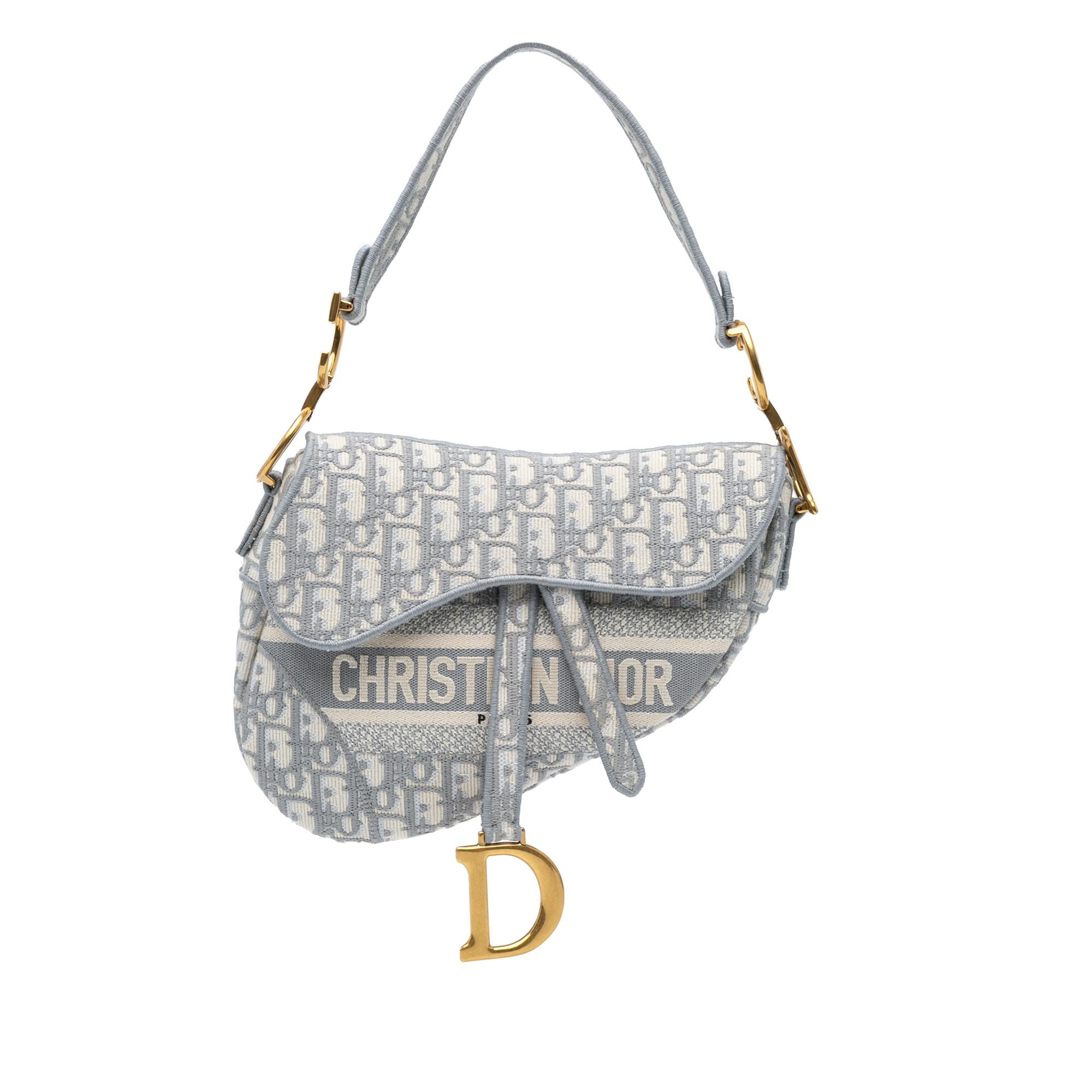 Dior Oblique Embroidered Canvas Saddle Bag