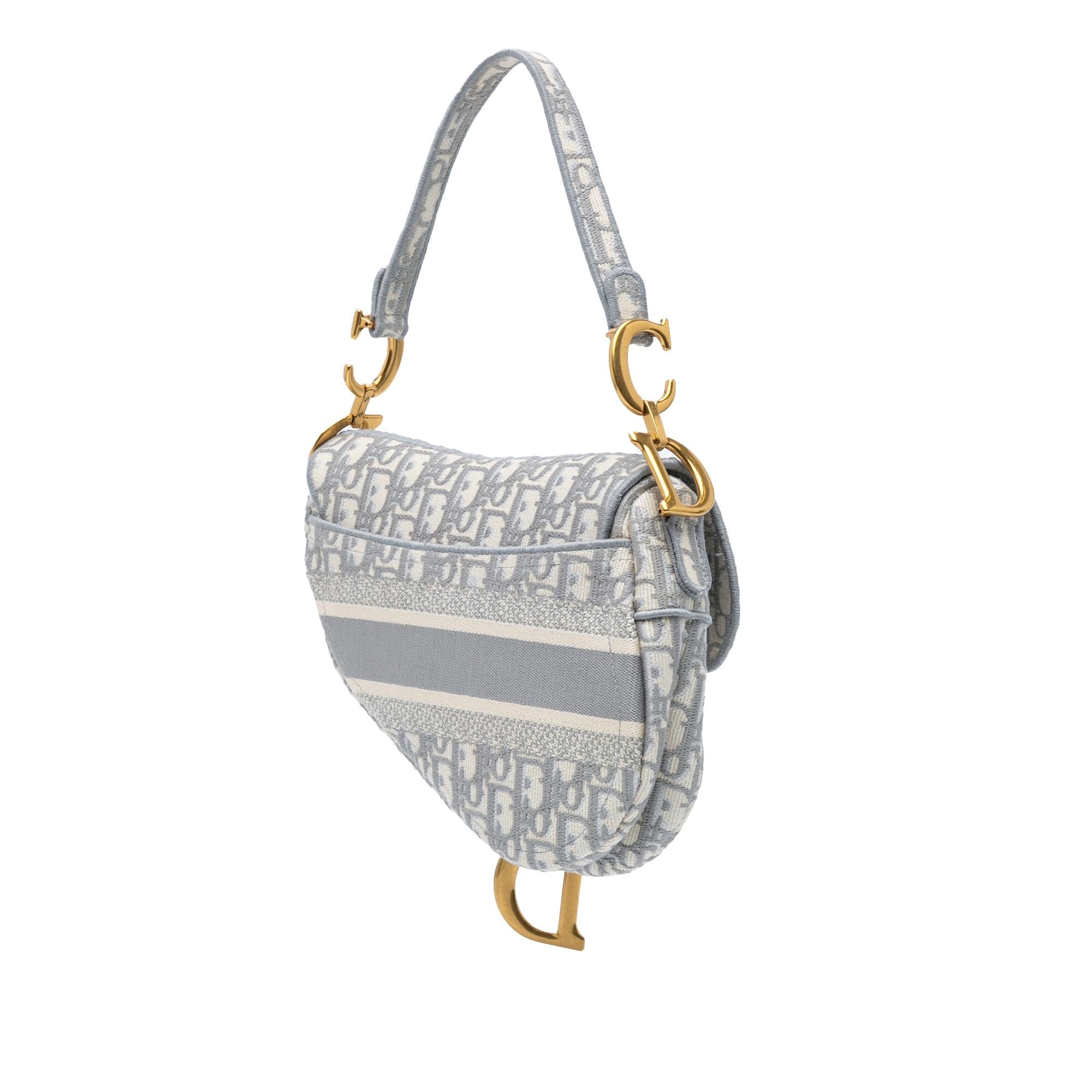 Dior Oblique Embroidered Canvas Saddle Bag
